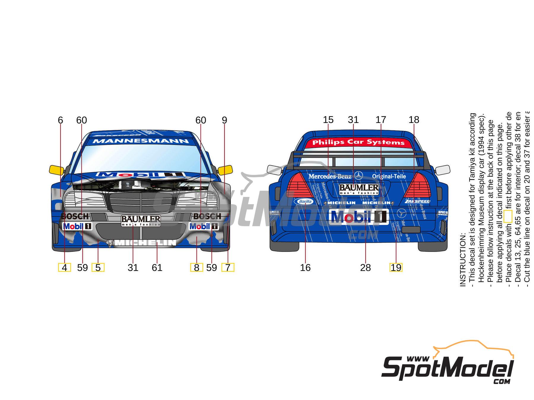 Image 4: Mercedes Benz AMG C-Class Equipo Zakspeed patrocinado por Original-Teile - DTM - Deutsche Tourenwagen Masters 1995 | Decoración en escala 1/24 fabricado por LB Production (ref. LB-24048, tambien LB24048 y 24048)
