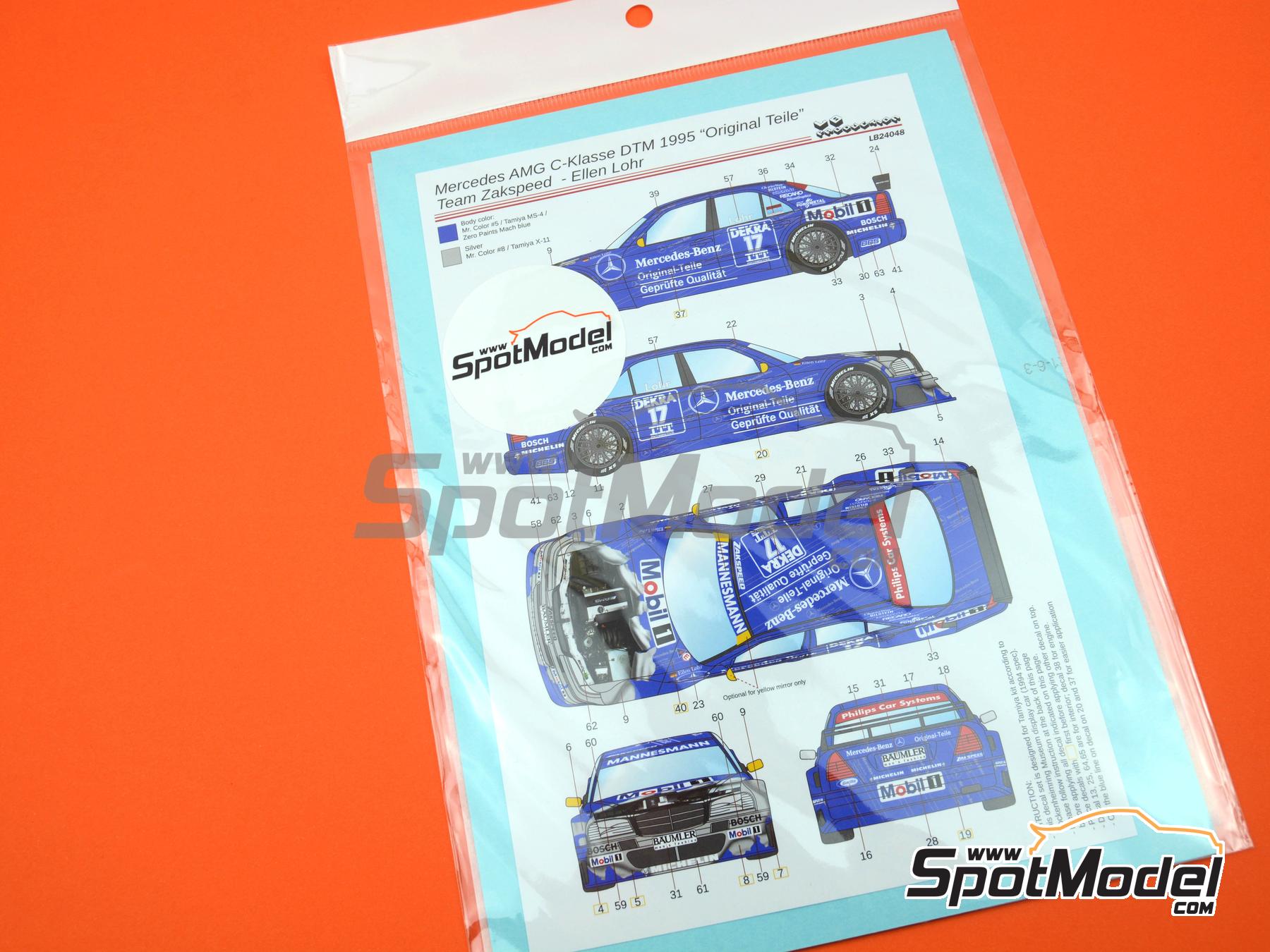 Image 5: Mercedes Benz AMG C-Class Equipo Zakspeed patrocinado por Original-Teile - DTM - Deutsche Tourenwagen Masters 1995 | Decoración en escala 1/24 fabricado por LB Production (ref. LB-24048, tambien LB24048 y 24048)
