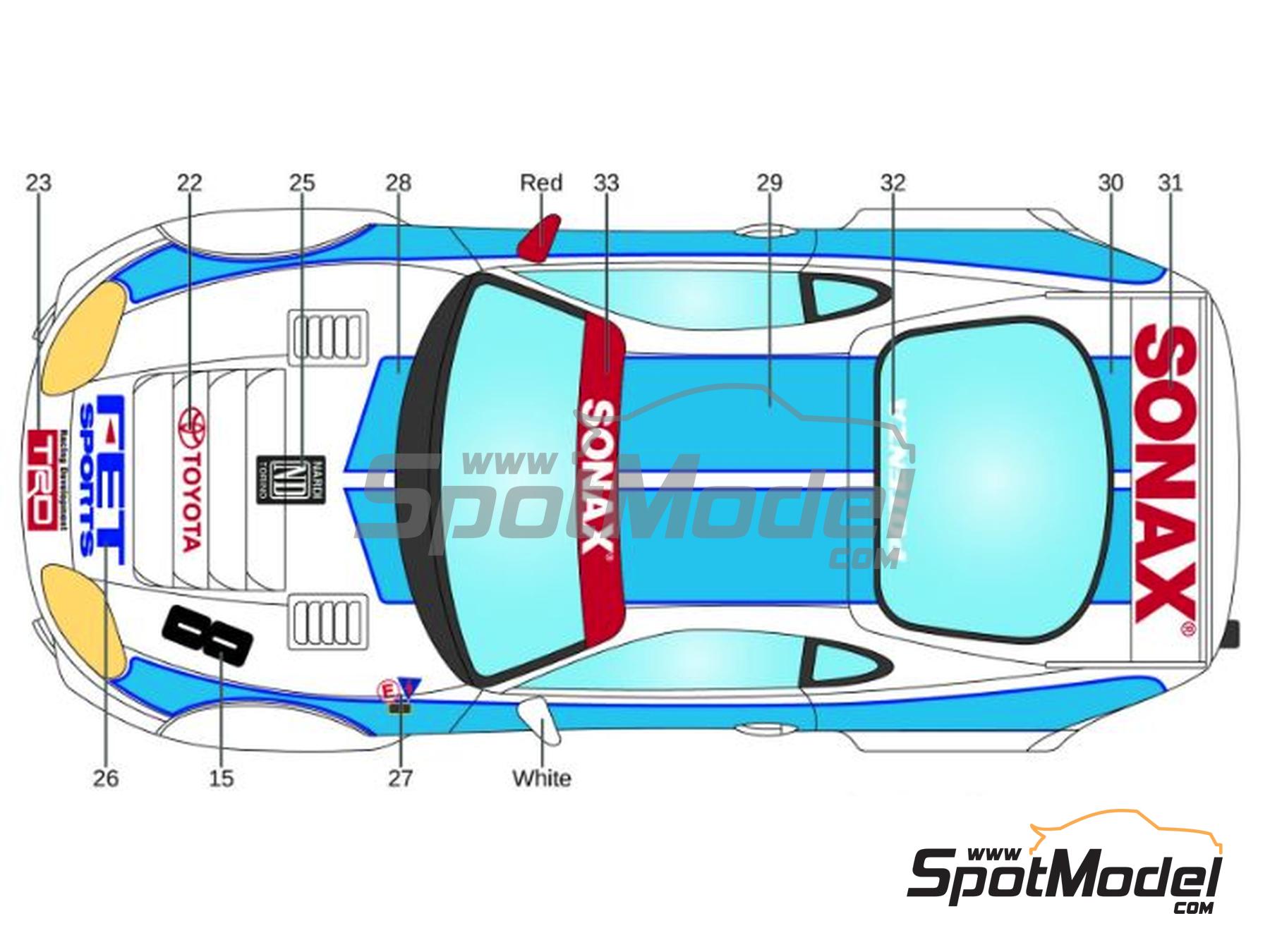Image 3: Toyota Supra GT FET Racing Team sponsored by FET Power Craft - Japanese Grand Touring Car Championship (JGTC) 1995 | Marking / livery in 1/24 scale manufactured by LB Production (ref.&nbsp;LB-24053, also LB24053)