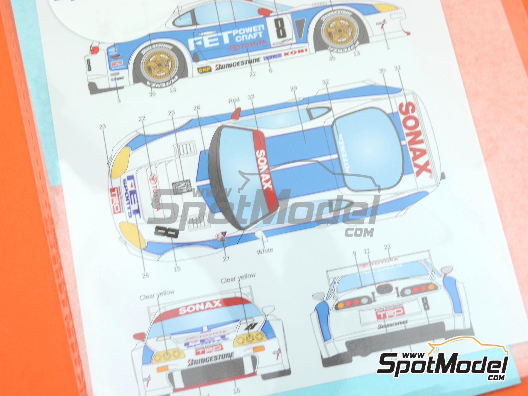 Image 9: Toyota Supra GT FET Racing Team sponsored by FET Power Craft - Japanese Grand Touring Car Championship (JGTC) 1995 | Marking / livery in 1/24 scale manufactured by LB Production (ref.&nbsp;LB-24053, also LB24053)