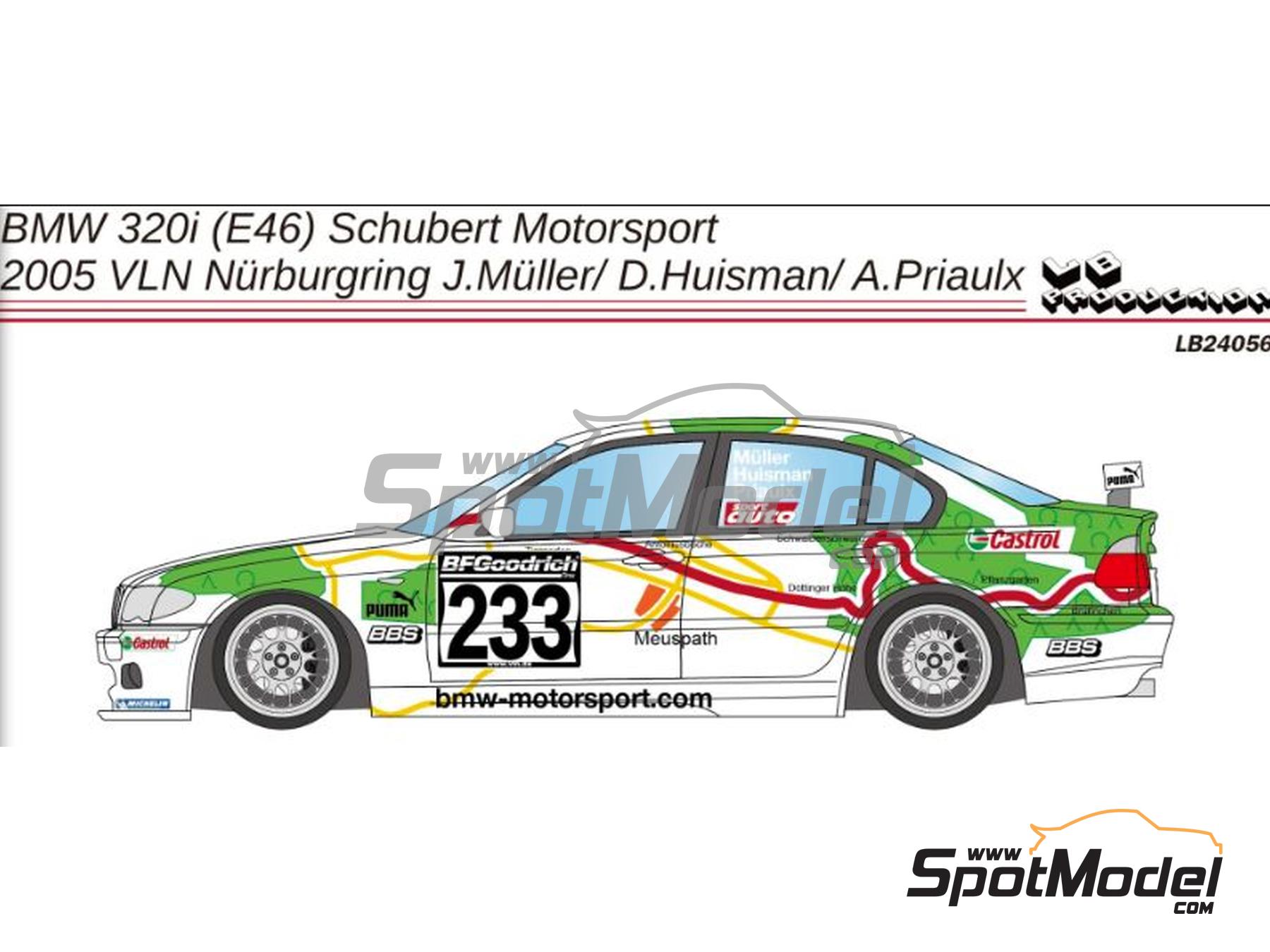 BMW 320i (E46) Schubert Motorsport Team - VLN Nürburgring Endurance Series  2005. Marking / livery in 1/24 scale manufactured by LB Production (ref. LB