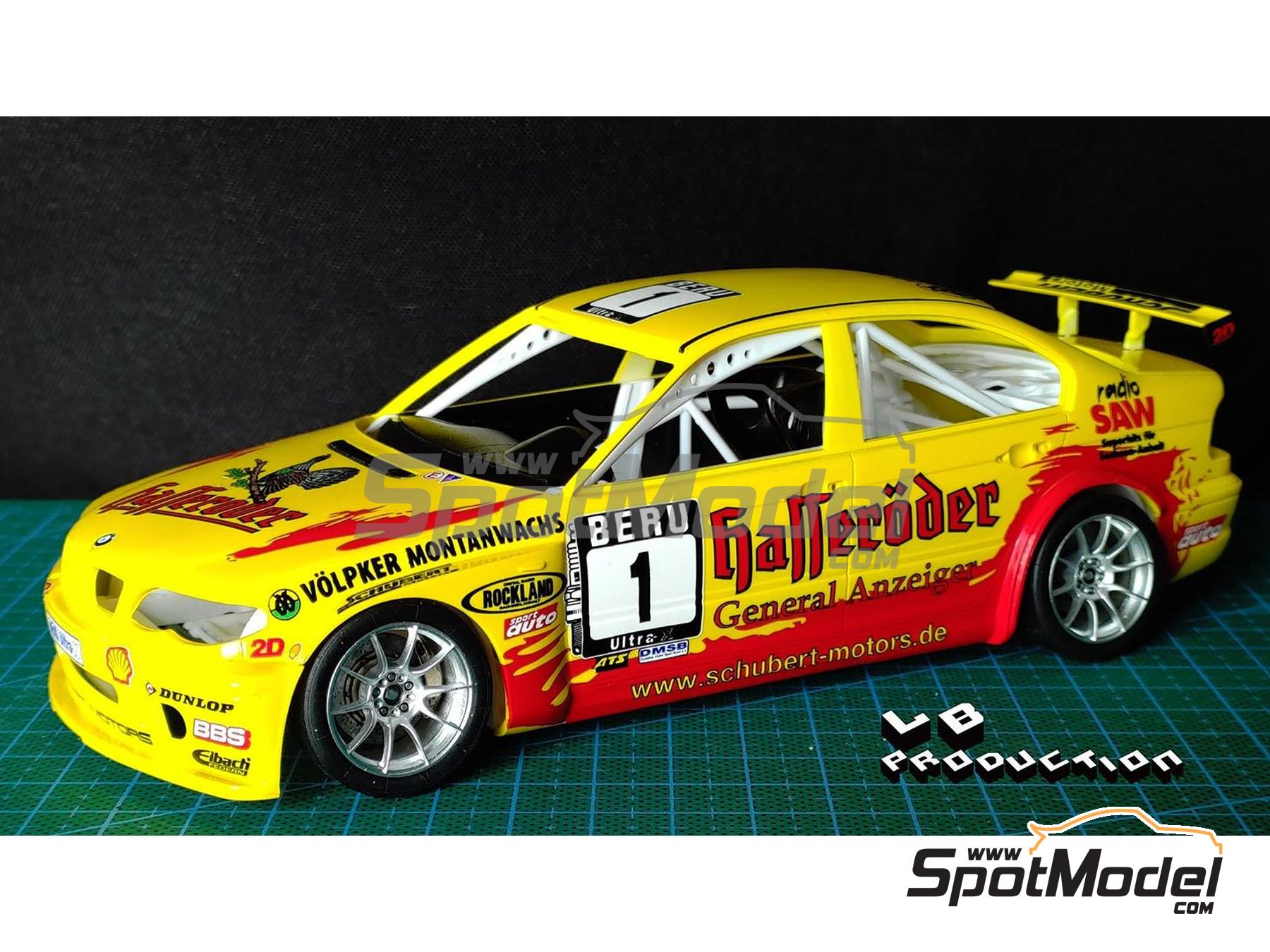 Image 9: BMW 320i (E46) Schubert Motorsports Team sponsored by Hasser&ouml;der - Produktionswagen Meisterschaft (DMSB) - Production Car Championship 2004 | Marking / livery in 1/24 scale manufactured by LB Production (ref.&nbsp;LB-24057, also LB24057)