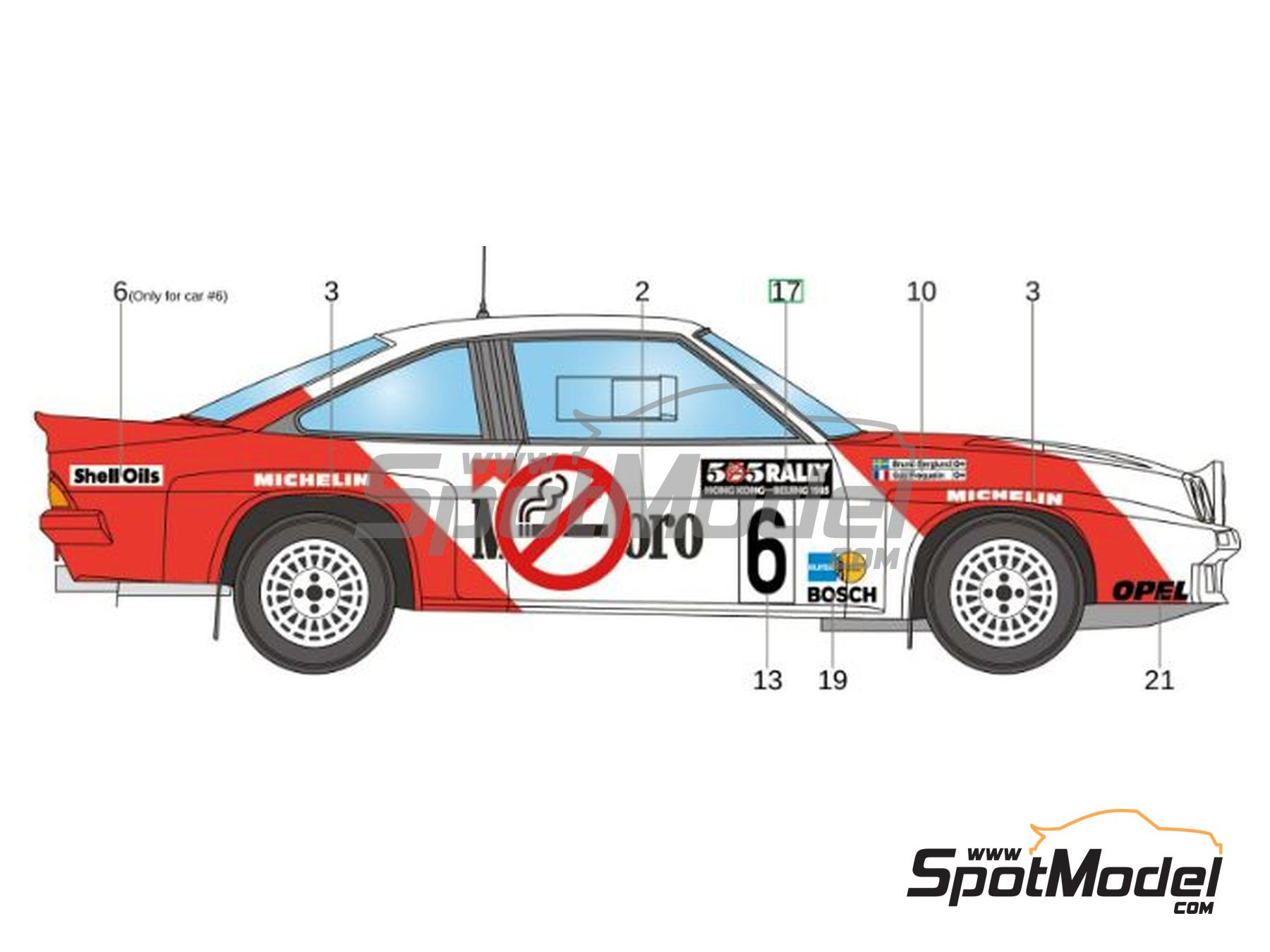 Image 6: Opel Manta 400 Opel Europe Team sponsored by Marlboro - Hong Kong - Beijing Rally 1985 | Marking / livery in 1/24 scale manufactured by LB Production (ref.&nbsp;LB-24061, also LB24061)