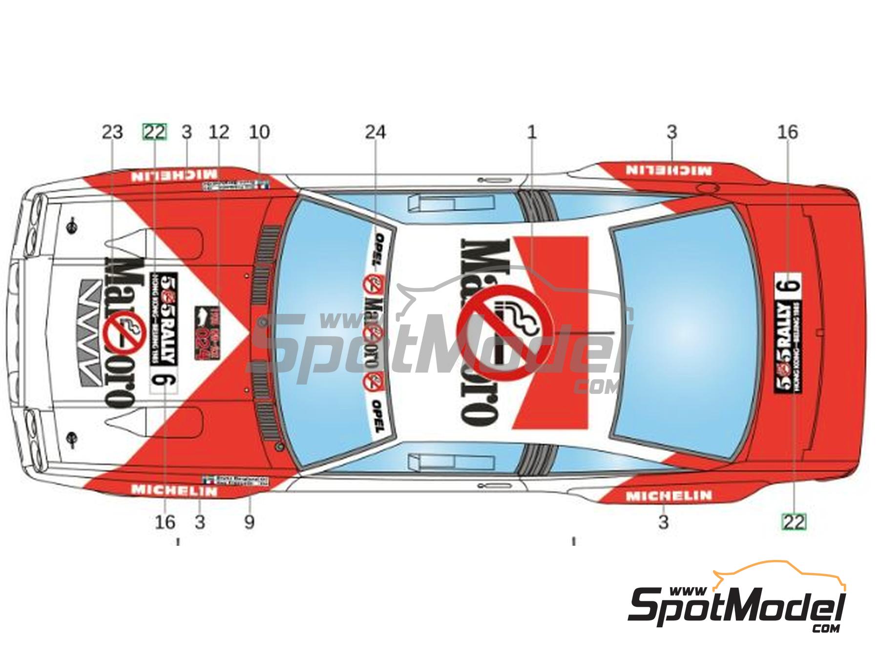 Image 7: Opel Manta 400 Opel Europe Team sponsored by Marlboro - Hong Kong - Beijing Rally 1985 | Marking / livery in 1/24 scale manufactured by LB Production (ref.&nbsp;LB-24061, also LB24061)