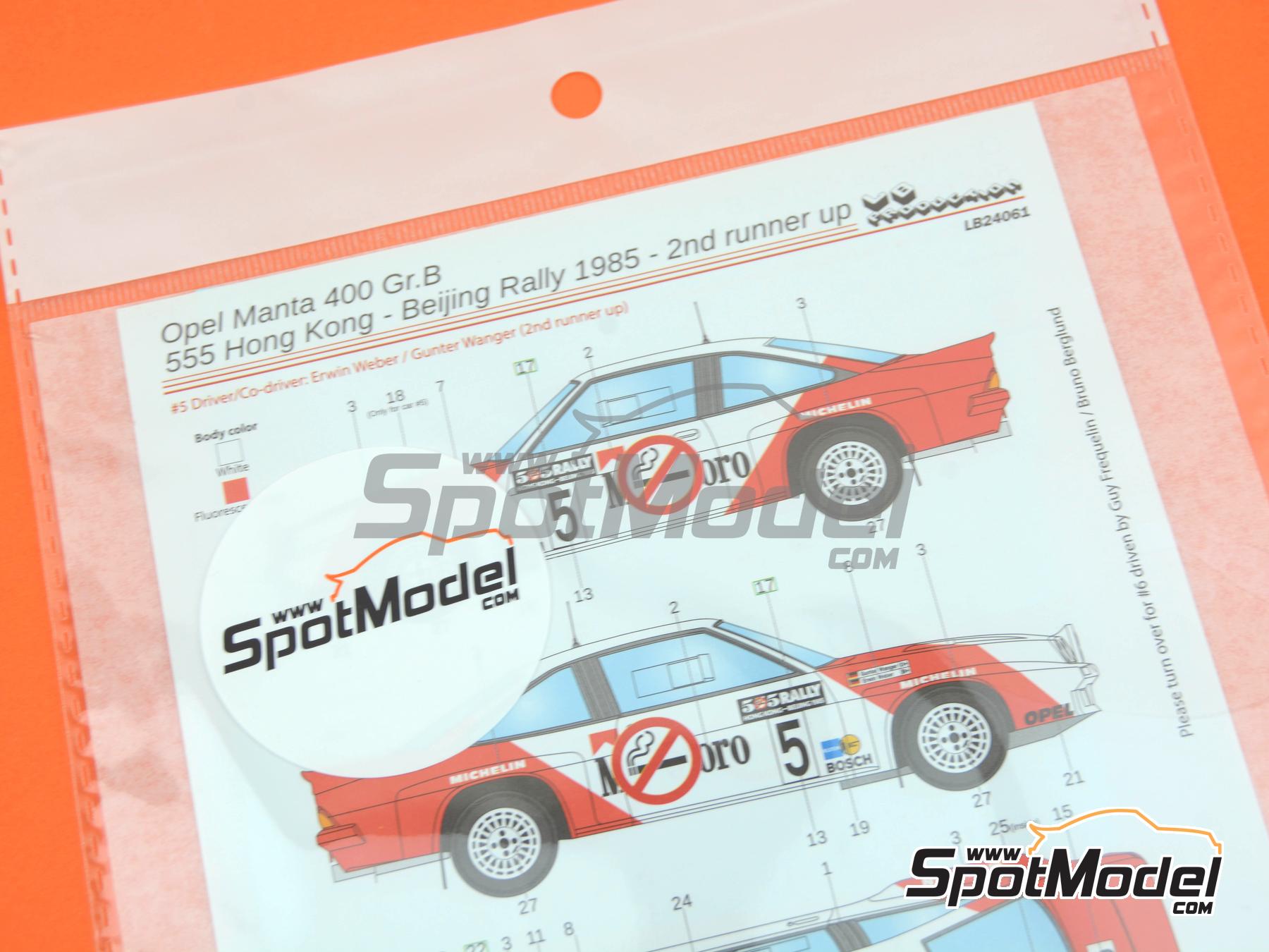 Image 9: Opel Manta 400 Opel Europe Team sponsored by Marlboro - Hong Kong - Beijing Rally 1985 | Marking / livery in 1/24 scale manufactured by LB Production (ref.&nbsp;LB-24061, also LB24061)