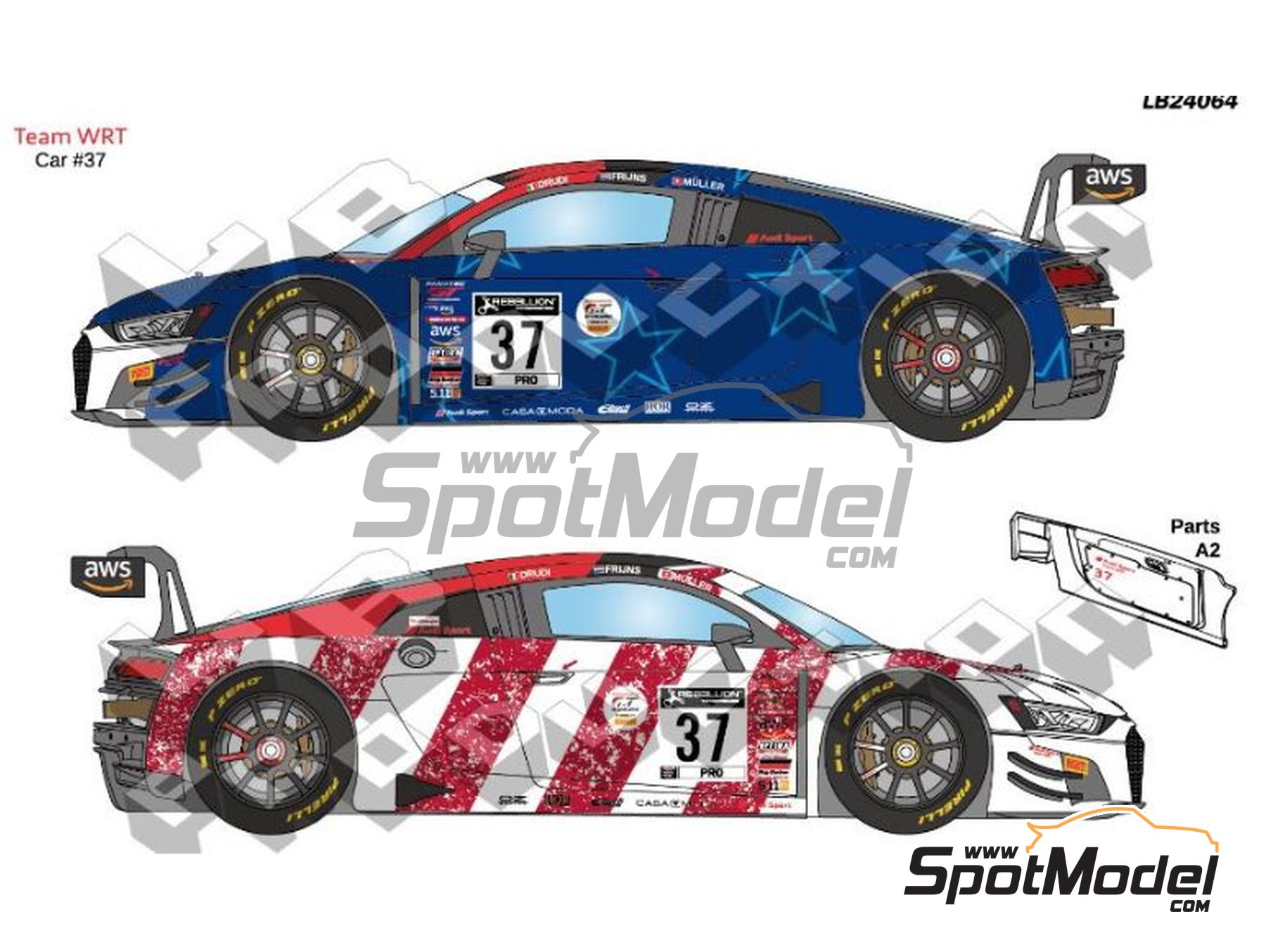 Image 3: Audi R8 LMS GT3 Evo Equipo Audi Sport Sainteloc Racing / WRT - Intercontinental GT Challenge, 8 Horas de Indianapolis 2021 | Decoraci&oacute;n en escala&nbsp;1/24 fabricado por LB Production (ref.&nbsp;LB-24064, tambien LB24064)