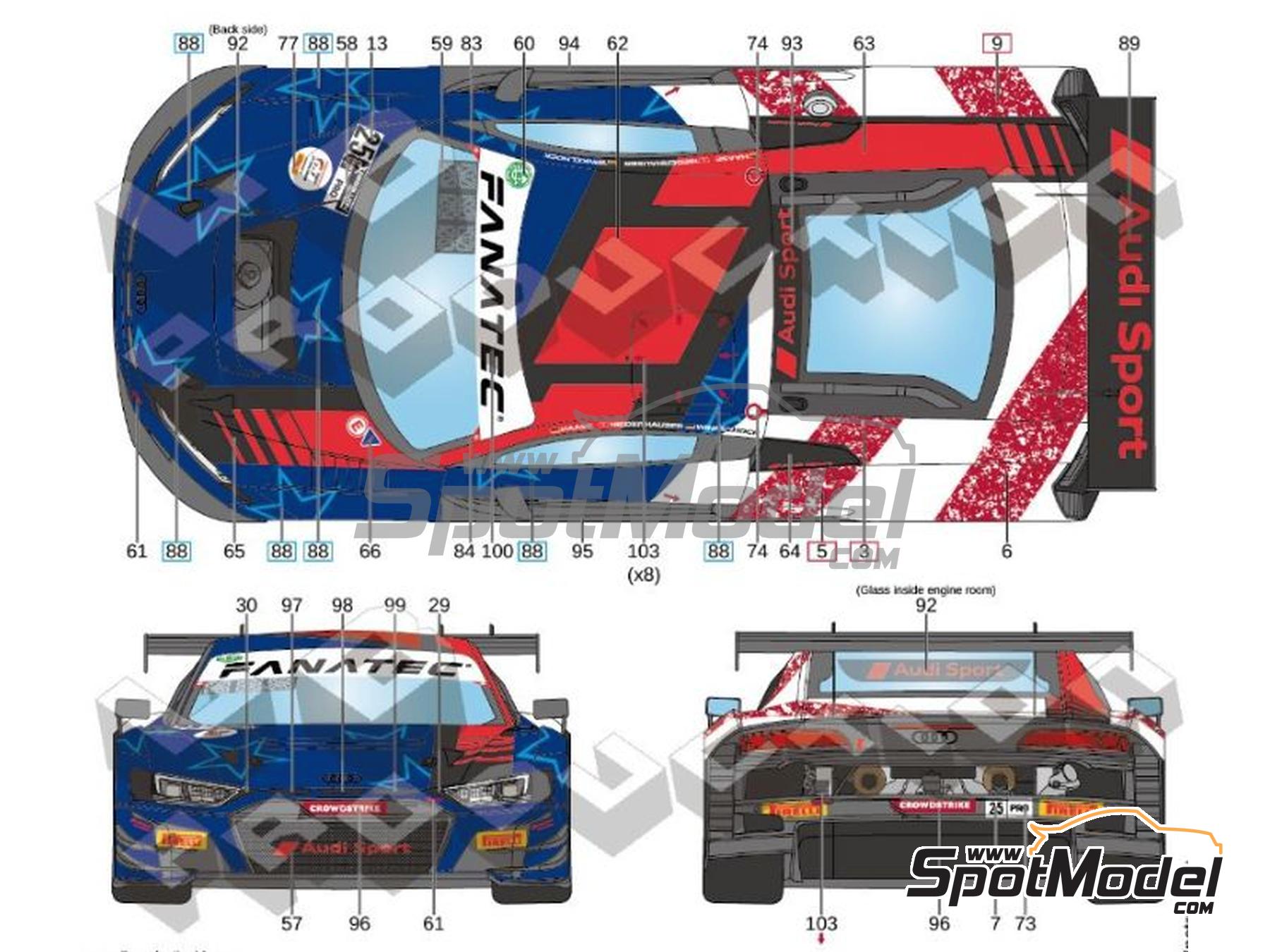 Image 6: Audi R8 LMS GT3 Evo Equipo Audi Sport Sainteloc Racing / WRT - Intercontinental GT Challenge, 8 Horas de Indianapolis 2021 | Decoraci&oacute;n en escala&nbsp;1/24 fabricado por LB Production (ref.&nbsp;LB-24064, tambien LB24064)