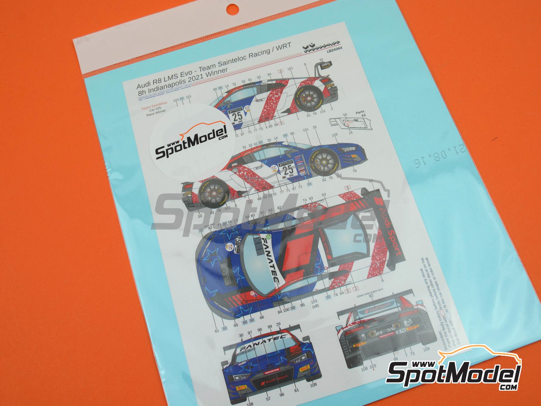 Image 13: Audi R8 LMS GT3 Evo Equipo Audi Sport Sainteloc Racing / WRT - Intercontinental GT Challenge, 8 Horas de Indianapolis 2021 | Decoraci&oacute;n en escala&nbsp;1/24 fabricado por LB Production (ref.&nbsp;LB-24064, tambien LB24064)