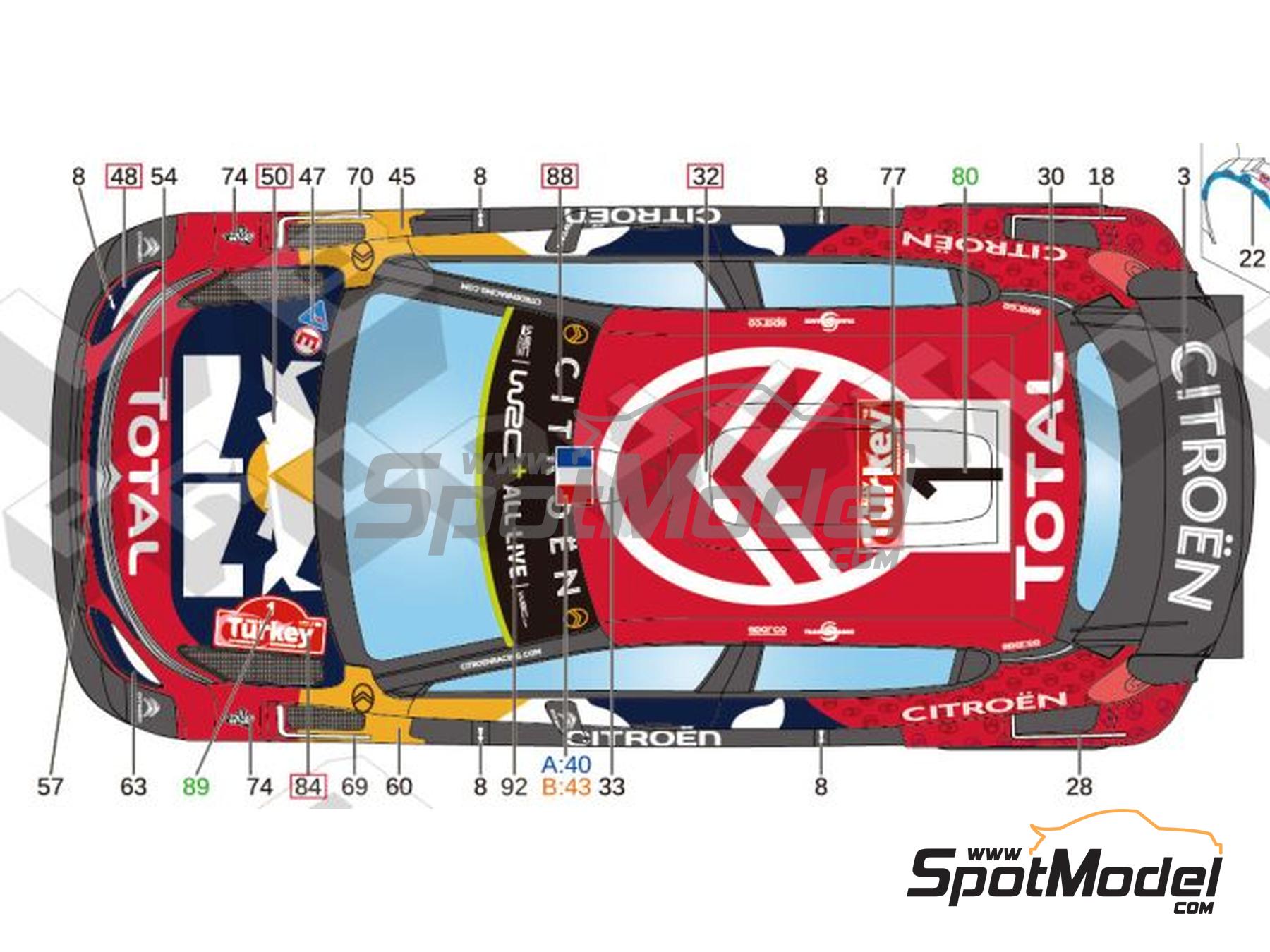 Image 7: Citroen C3 WRC Equipo Citro&euml;n Total WRT patrocinado por RB - Rally de Turquia, Rally de C&oacute;rcega - Corsica Linea Tour de Corse - Rallye de France 2019 | Decoraci&oacute;n en escala&nbsp;1/24 fabricado por LB Production (ref.&nbsp;LB-24070, tambien LB24070)