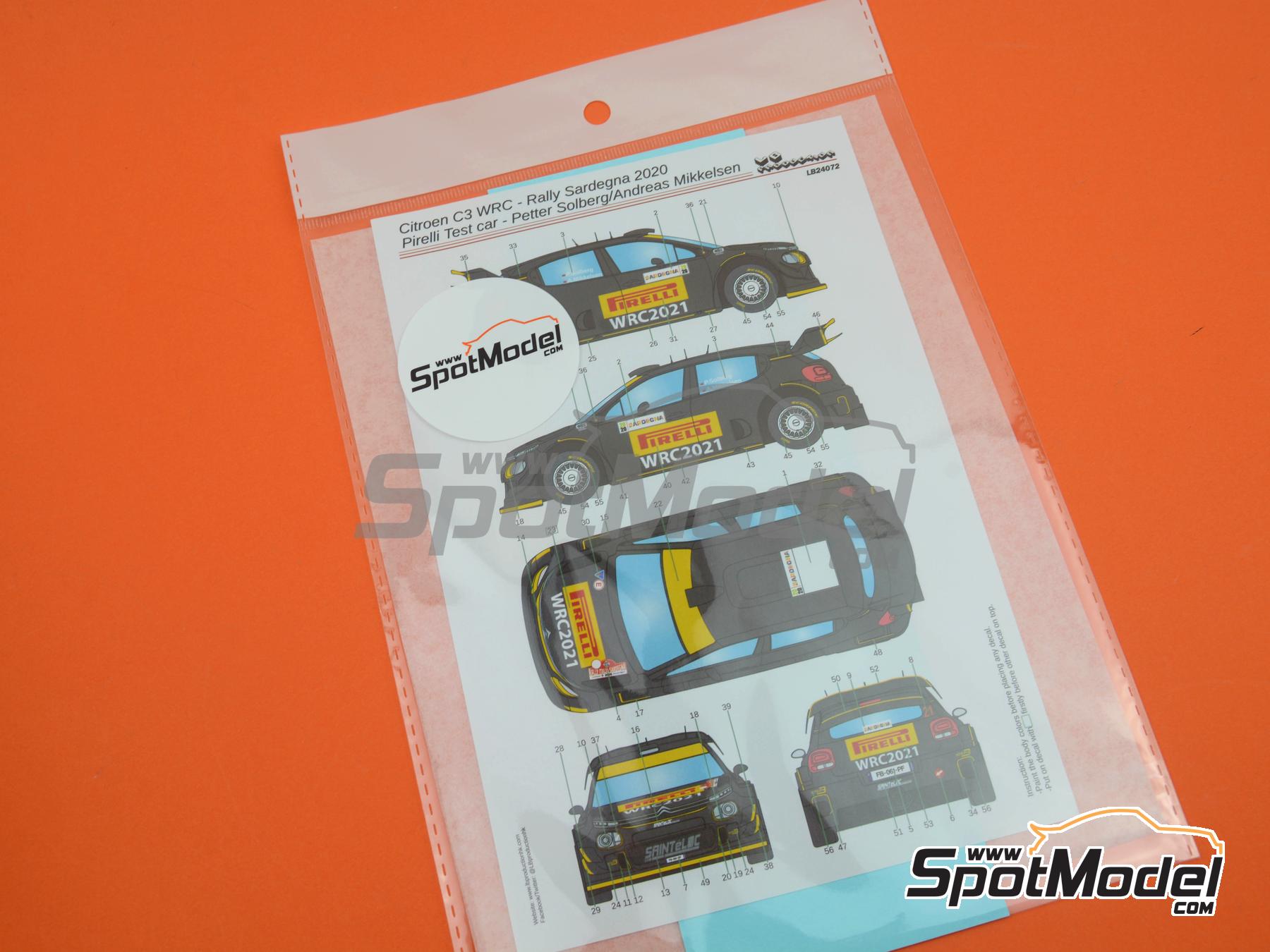 Image 7: Citroen C3 WRC Saint&eacute;loc Junior Team sponsored by Pirelli - Rally de Italia Sardegna 2020 | Marking / livery in 1/24 scale manufactured by LB Production (ref.&nbsp;LB-24072, also LB24072)
