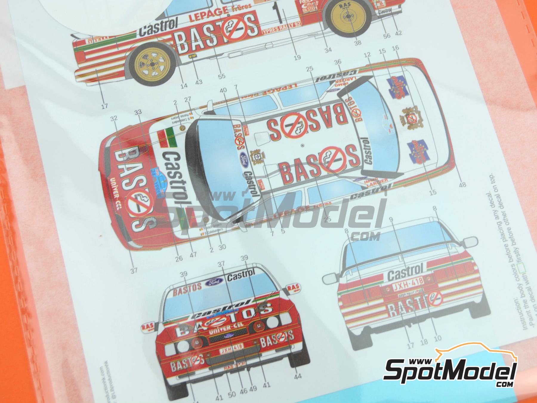 Image 8: Ford Sierra Cosworth Group A RAS Bastos Racing Team sponsored by Castrol - Ypres 24 Hours Rally 1991 and 1992 | Marking / livery in 1/24 scale manufactured by LB Production (ref.&nbsp;LB-24075, also LB24075)