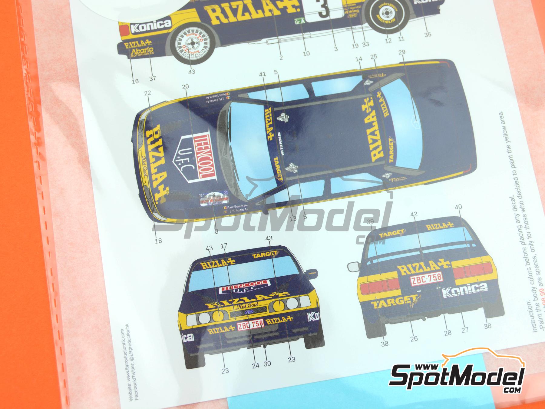 Image 5: Ford Sierra Cosworth 4x4 Grupo A patrocinado por Rizla+ - Rally Omloop Van Vlaanderen 1992 | Decoraci&oacute;n en escala&nbsp;1/24 fabricado por LB Production (ref.&nbsp;LB-24076, tambien LB24076)