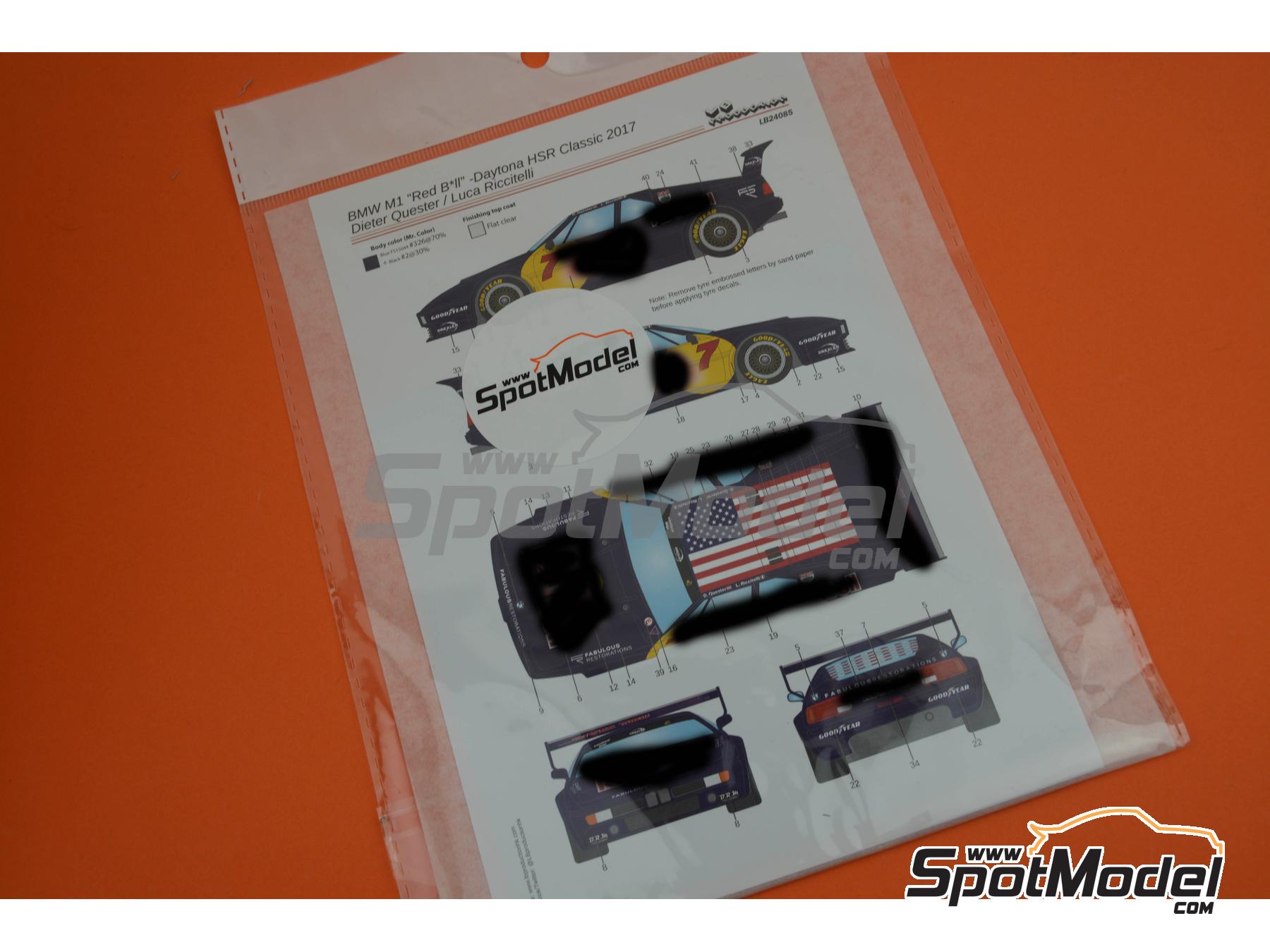 Image 1: BMW M1 patrocinado por RB - HRS 24 Horas Daytona Classic 2017 | Decoraci&oacute;n en escala&nbsp;1/24 fabricado por LB Production (ref.&nbsp;LB-24085, tambien LB24085)