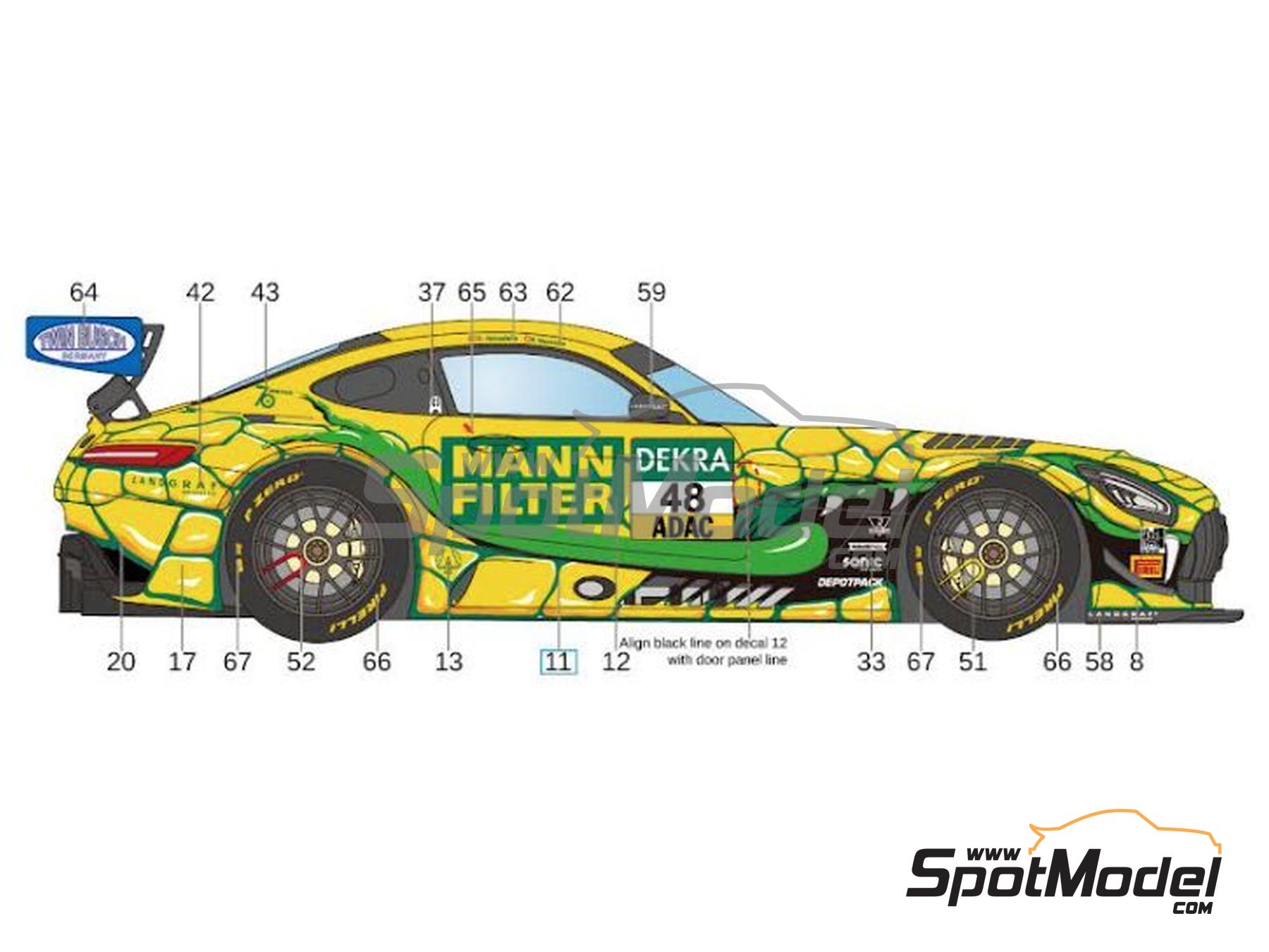 Image 2: Mercedes Benz AMG GT3 Evo Landgraf Team sponsored by Mann-Filter - ADAC GT Masters 2022 | Marking / livery in 1/24 scale manufactured by LB Production (ref.&nbsp;LB-24086, also LB24086)