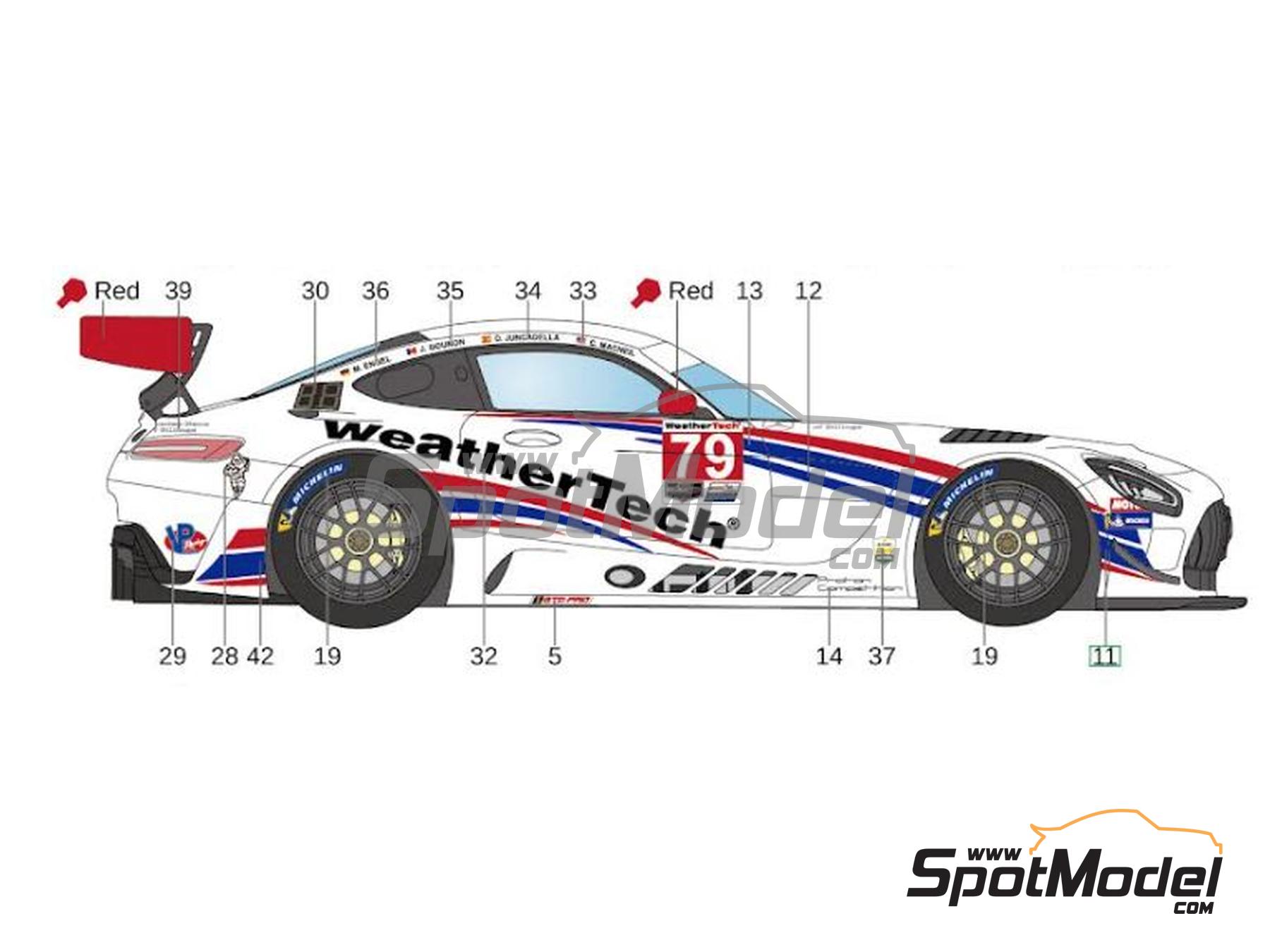 Image 2: Mercedes Benz AMG GT3 Evo sponsored by WeatherTech - 24 Hours of Daytona 2023 | Marking / livery in 1/24 scale manufactured by LB Production (ref. LB-24087, also LB24087)