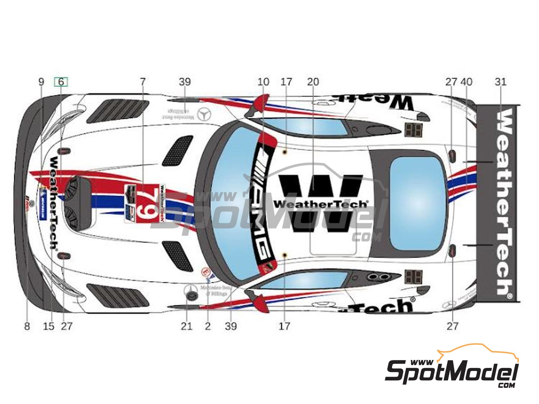 Image 3: Mercedes Benz AMG GT3 Evo sponsored by WeatherTech - 24 Hours of Daytona 2023 | Marking / livery in 1/24 scale manufactured by LB Production (ref. LB-24087, also LB24087)