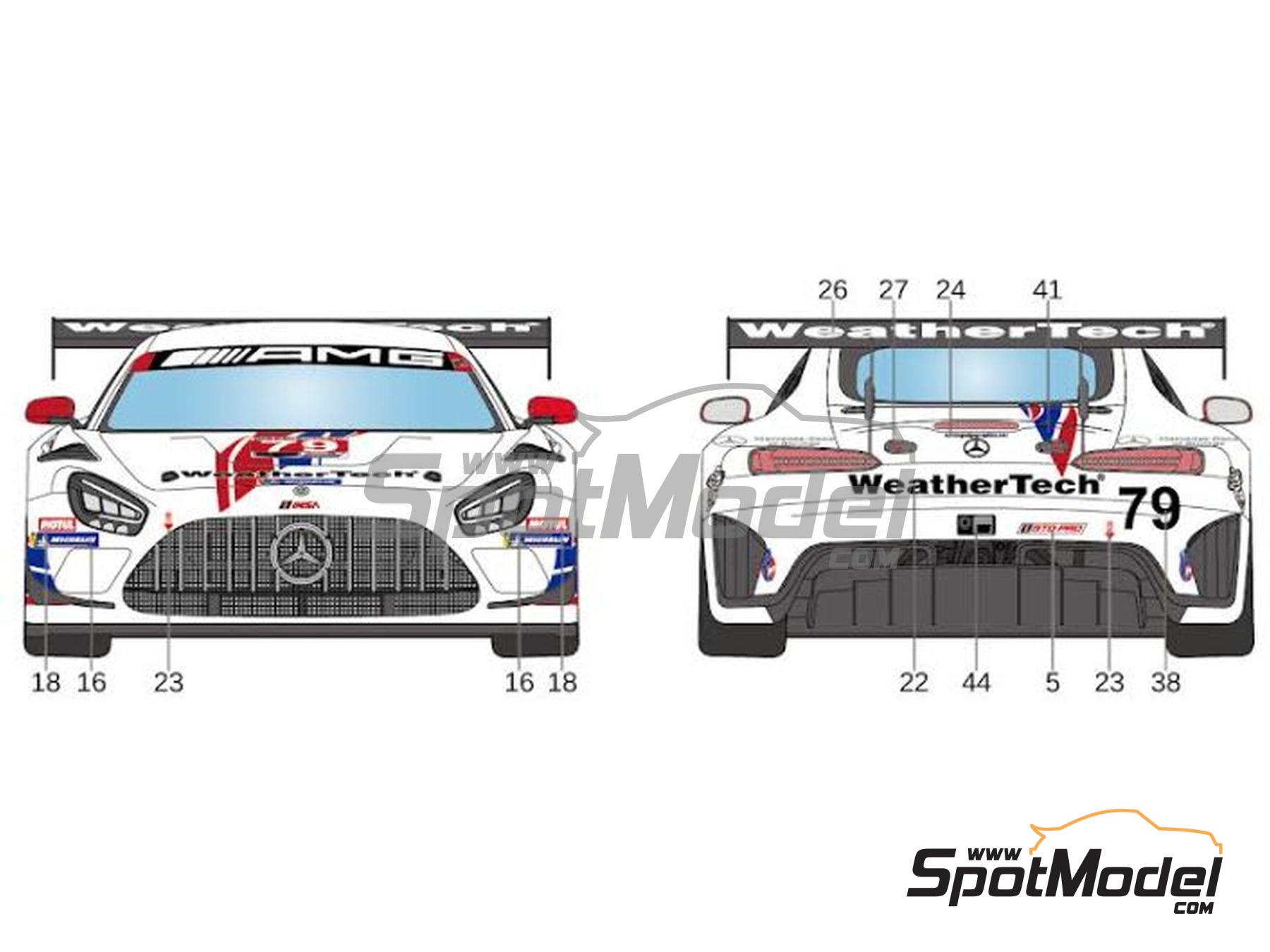 Image 4: Mercedes Benz AMG GT3 Evo sponsored by WeatherTech - 24 Hours of Daytona 2023 | Marking / livery in 1/24 scale manufactured by LB Production (ref. LB-24087, also LB24087)