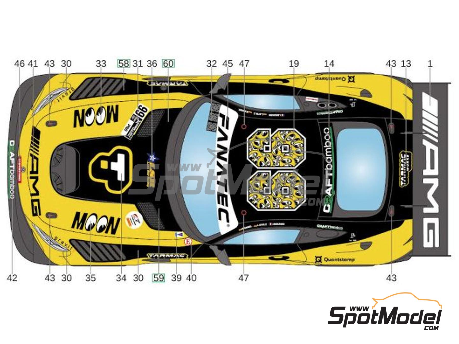 Image 3: Mercedes Benz AMG GT3 Evo Craft Bamboo Racing Team sponsored by Mooneye - Indianapolis 8 Hour 2021 | Marking / livery in 1/24 scale manufactured by LB Production (ref.&nbsp;LB-24088, also LB24088)