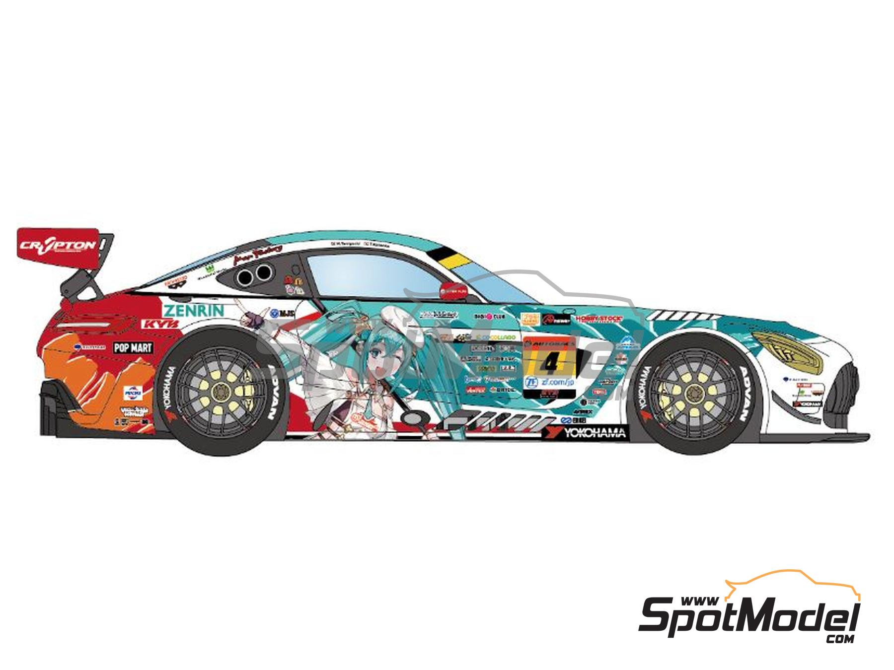 Image 2: Mercedes Benz AMG GT3 Evo Goodsmile Racing Team sponsored by Hatsune Miku - Autobacs Super GT Series 2023 | Marking / livery in 1/24 scale manufactured by LB Production (ref.&nbsp;LB-24090, also LB24090)