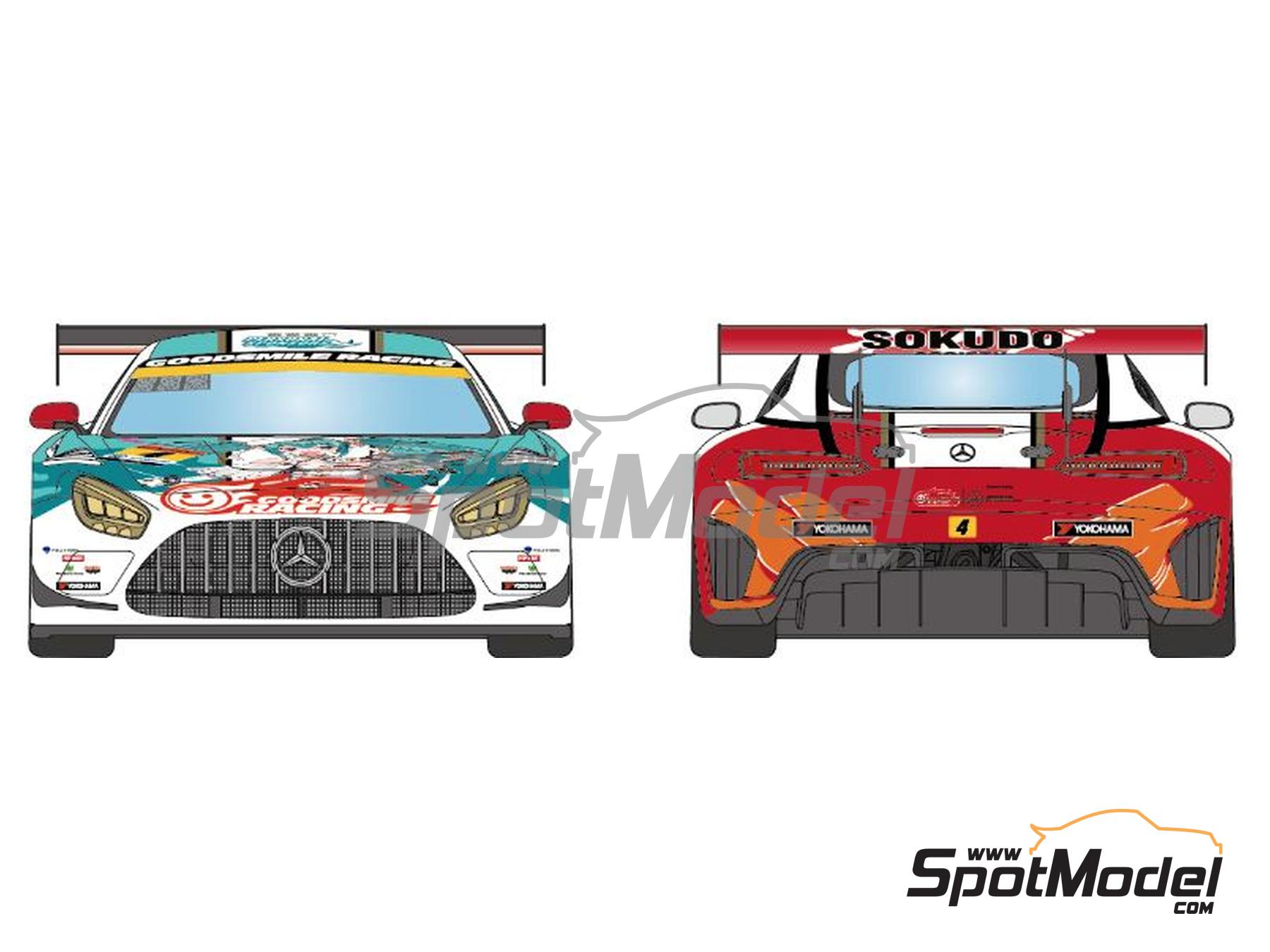 Image 4: Mercedes Benz AMG GT3 Evo Goodsmile Racing Team sponsored by Hatsune Miku - Autobacs Super GT Series 2023 | Marking / livery in 1/24 scale manufactured by LB Production (ref.&nbsp;LB-24090, also LB24090)