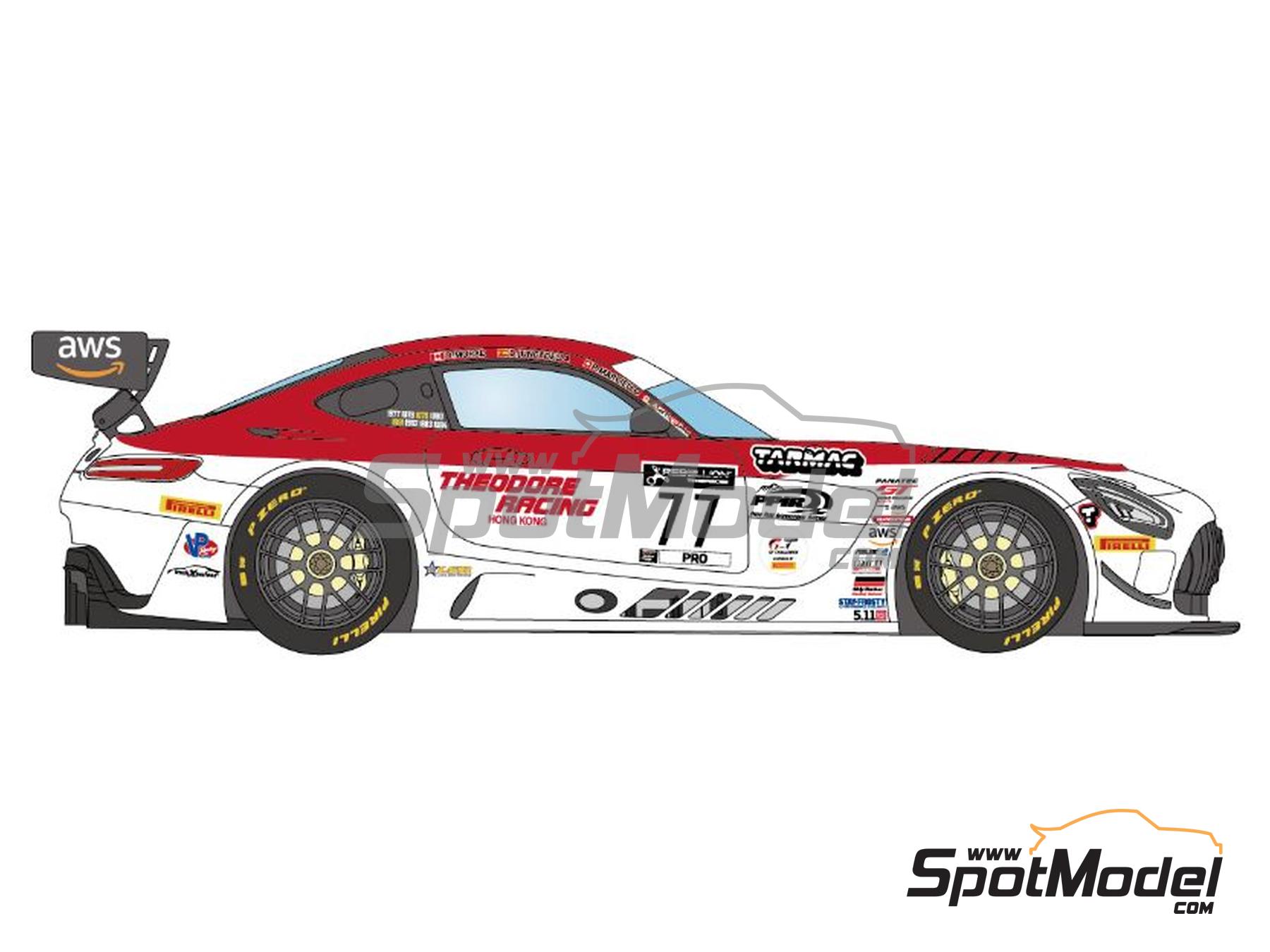 Image 2: Mercedes Benz AMG GT3 Evo Craft Bamboo Racing Team sponsored by Theodore Racing - Indianapolis 8 Hour 2022 | Marking / livery in 1/24 scale manufactured by LB Production (ref.&nbsp;LB-24091, also LB24091)