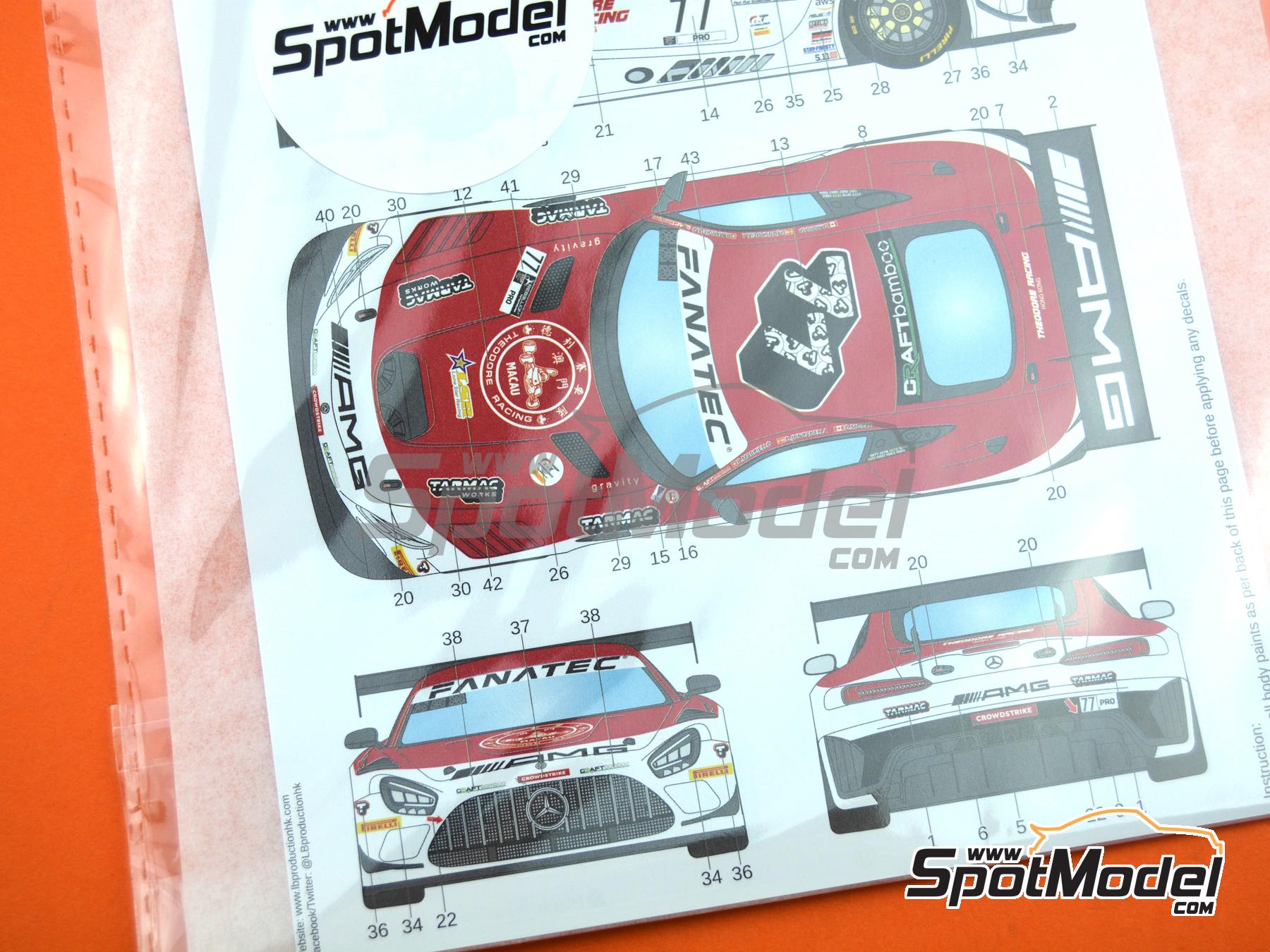 Image 6: Mercedes Benz AMG GT3 Evo Craft Bamboo Racing Team sponsored by Theodore Racing - Indianapolis 8 Hour 2022 | Marking / livery in 1/24 scale manufactured by LB Production (ref.&nbsp;LB-24091, also LB24091)