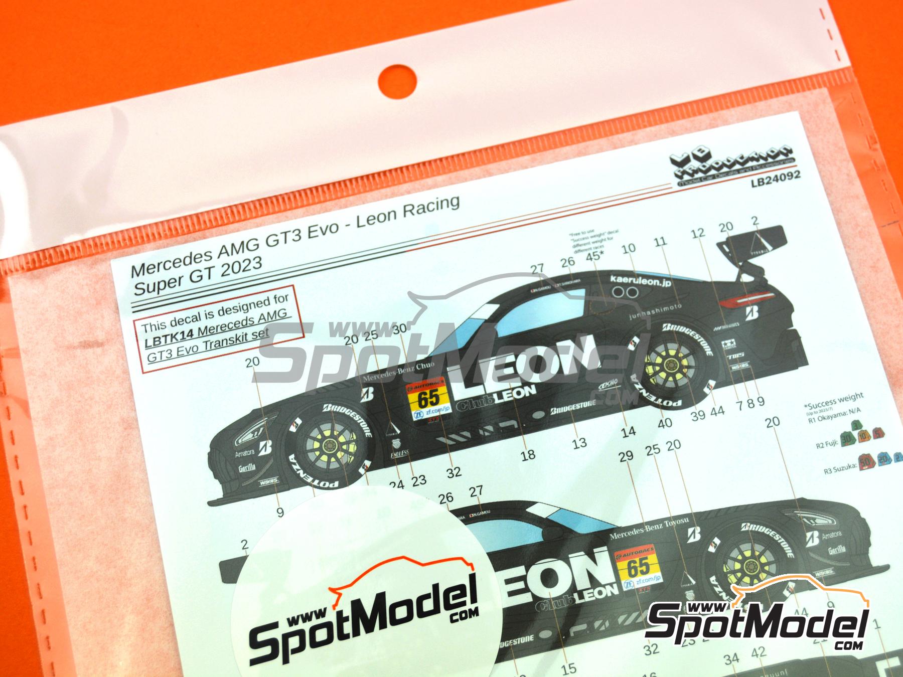 Image 5: Mercedes Benz AMG GT3 Evo Leon Racing Team - Autobacs Super GT Series 2023 | Marking / livery in 1/24 scale manufactured by LB Production (ref.&nbsp;LB-24092, also LB24092)