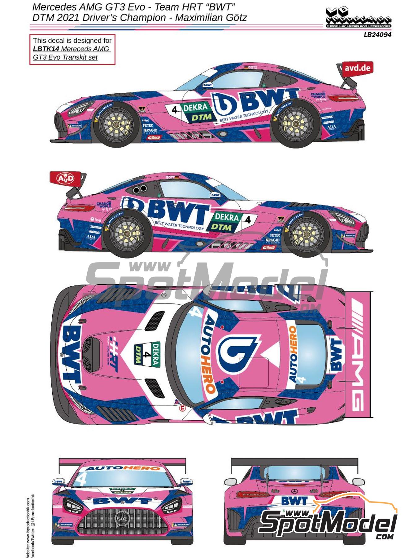 GREEN FLAG 1/24 - 1/25 Scale Waterslide Decals – Mercedes Benz SLS GT3 2014 Winner – Model Kit