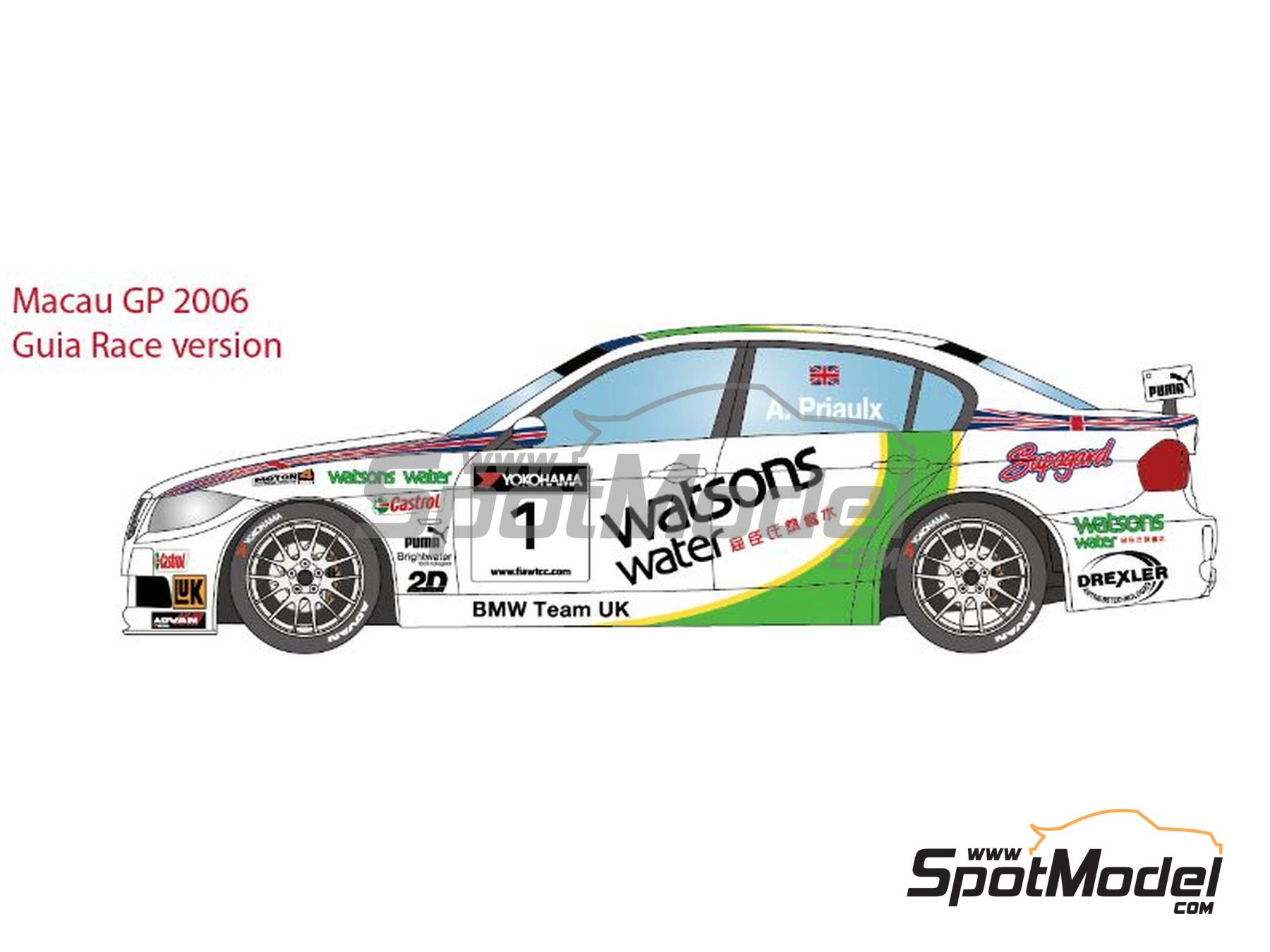 Image 5: BMW 320si E90 BMW UK Team sponsored by Supagard, Watson�s Water - World Touring Car Championship (WTCC), Guia Race of Macau 2006 | Marking / livery in 1/24 scale manufactured by LB Production (ref.&nbsp;LB-24095, also LB24095)