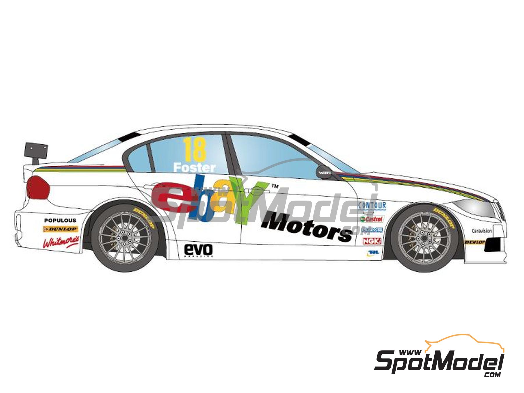 Image 2: BMW 320si E90 West Surrey Racing Team sponsored by Ebay Motors - British Touring Car Championship - BTCC 2011 | Marking / livery in 1/24 scale manufactured by LB Production (ref. LB-24097, also LB24097)