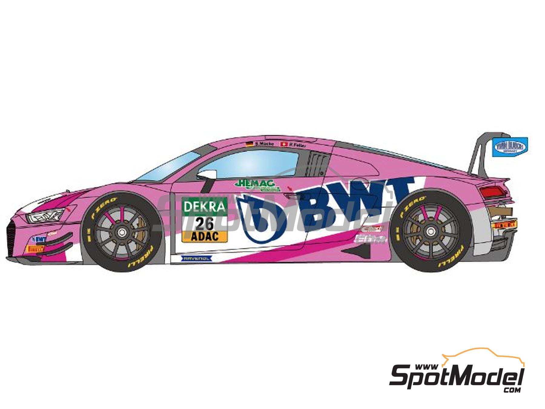 Image 1: Audi R8 LMS GT3 Evo M&uuml;cke Motorsport Team sponsored by BWT - ADAC GT Masters 2020 | Marking / livery in 1/24 scale manufactured by LB Production (ref.&nbsp;LB-24098, also LB24098)