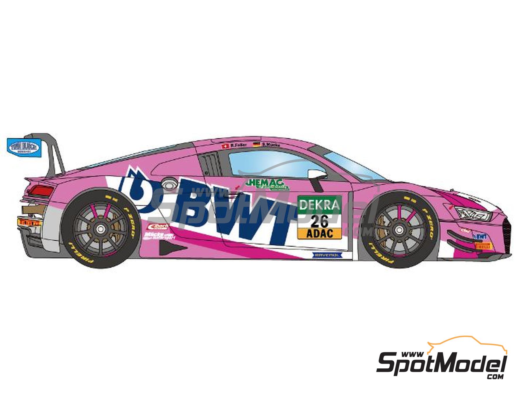 Image 2: Audi R8 LMS GT3 Evo M&uuml;cke Motorsport Team sponsored by BWT - ADAC GT Masters 2020 | Marking / livery in 1/24 scale manufactured by LB Production (ref.&nbsp;LB-24098, also LB24098)