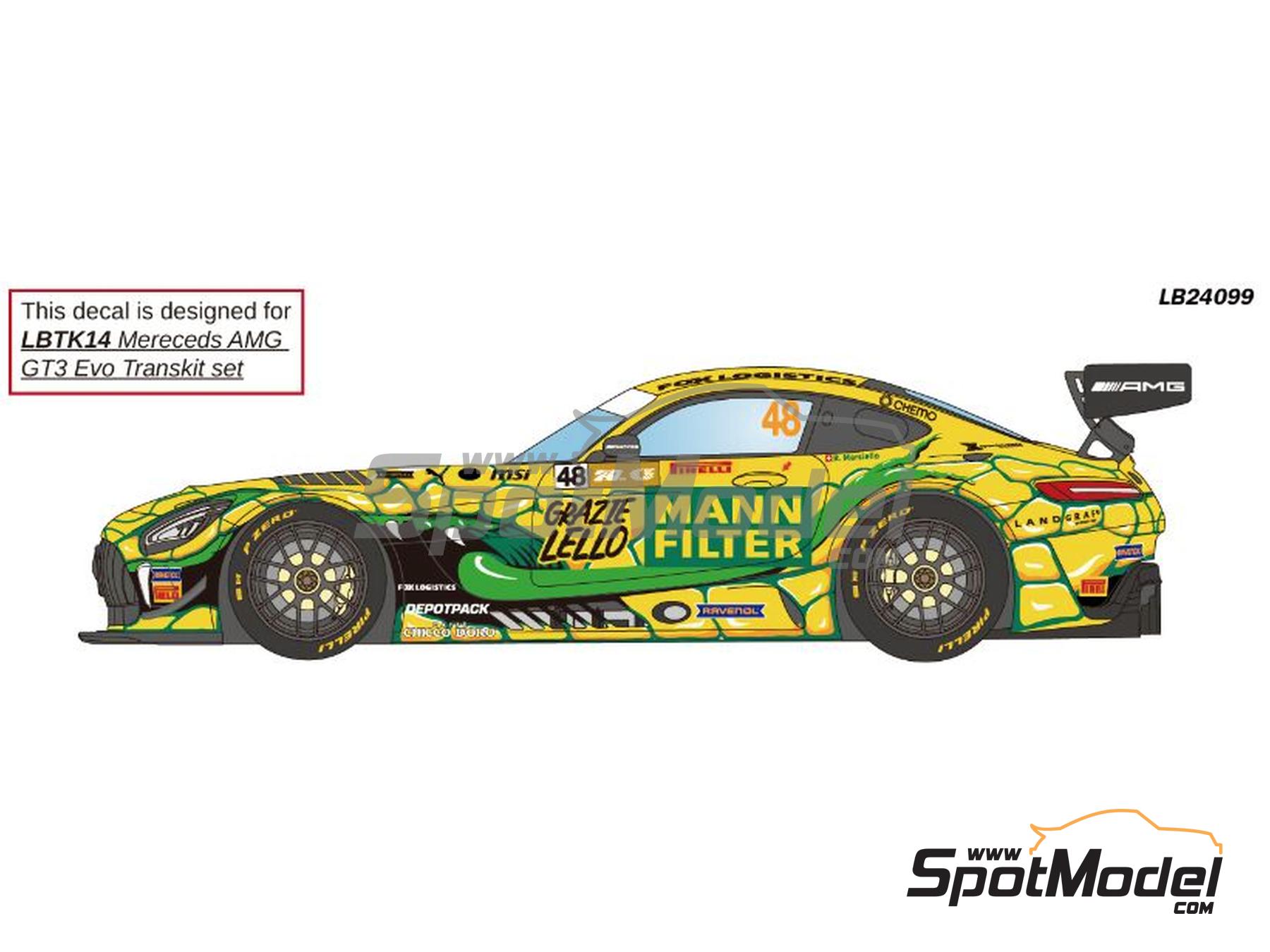 Image 1: Mercedes AMG GT3 Evo Landgraf Team sponsored by Mann Filter - Macau FIA GT World Cup Championship 2023 | Marking / livery in 1/24 scale manufactured by LB Production (ref. LB-24099, also LB24099)