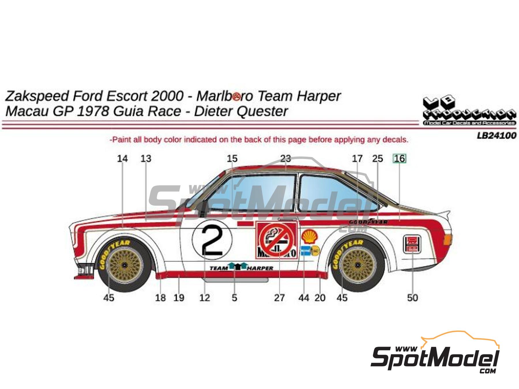 LB Production LB24100: Marking / livery 1/24 scale - Ford Escort MK II ...