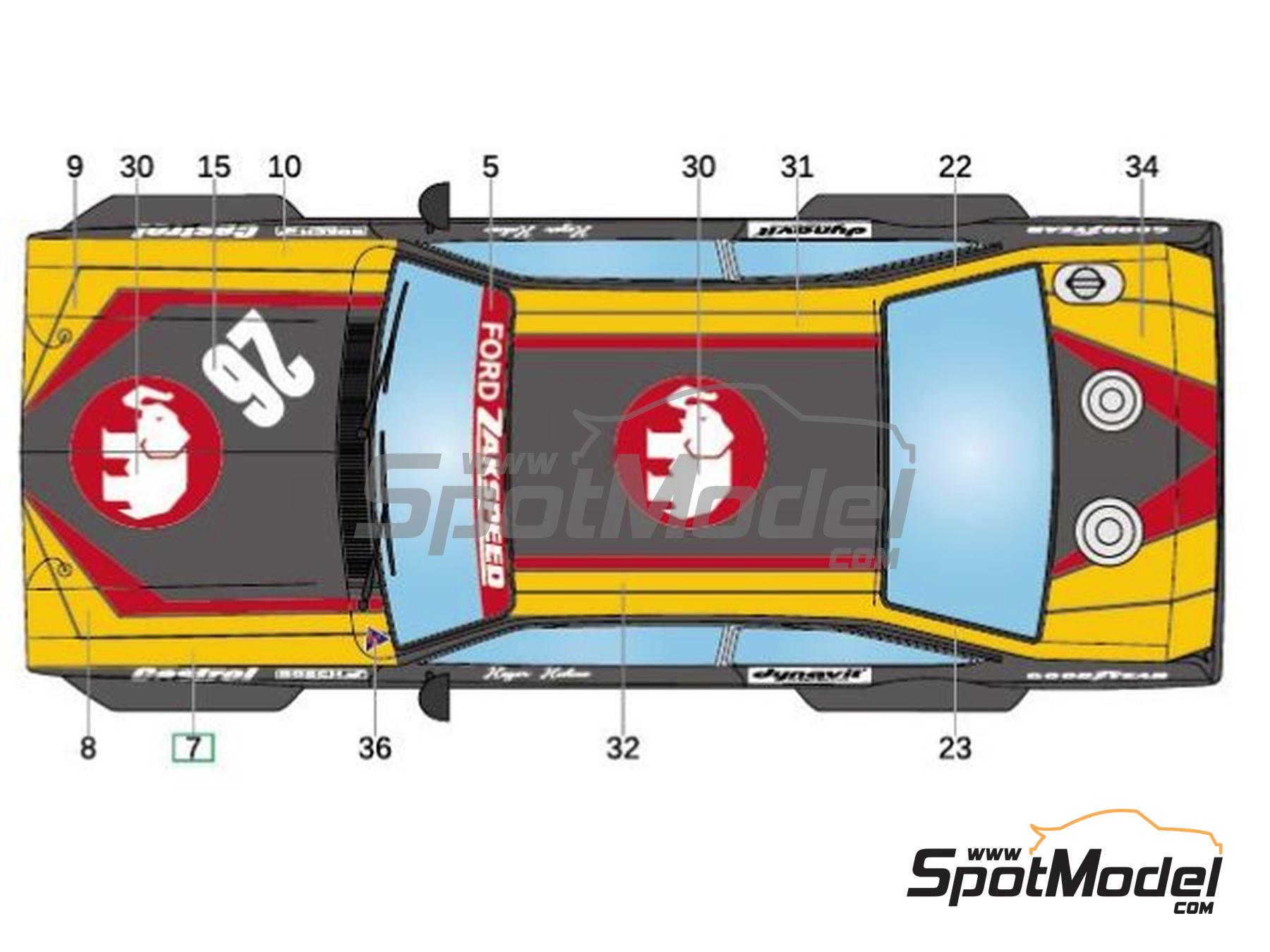 Image 4: Ford Escort MK II RS 1800 Equipo Zakspeed patrocinado por Mampe - Campeonato Europeo de Turismos ETCC N&uuml;rburgring 1977 | Decoraci&oacute;n en escala&nbsp;1/24 fabricado por LB Production (ref.&nbsp;LB-24101, tambien LB24101)