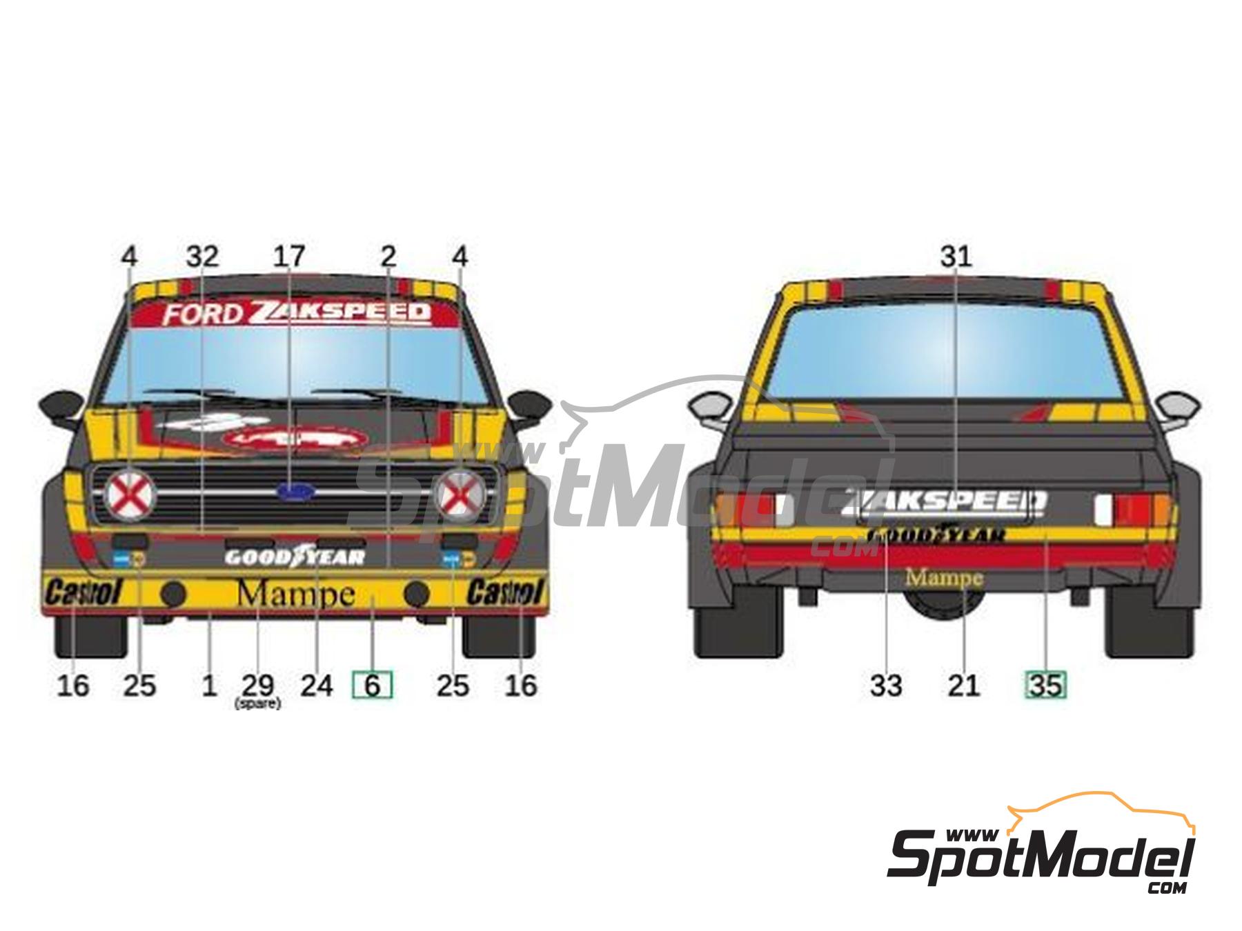 Image 5: Ford Escort MK II RS 1800 Equipo Zakspeed patrocinado por Mampe - Campeonato Europeo de Turismos ETCC N&uuml;rburgring 1977 | Decoraci&oacute;n en escala&nbsp;1/24 fabricado por LB Production (ref.&nbsp;LB-24101, tambien LB24101)