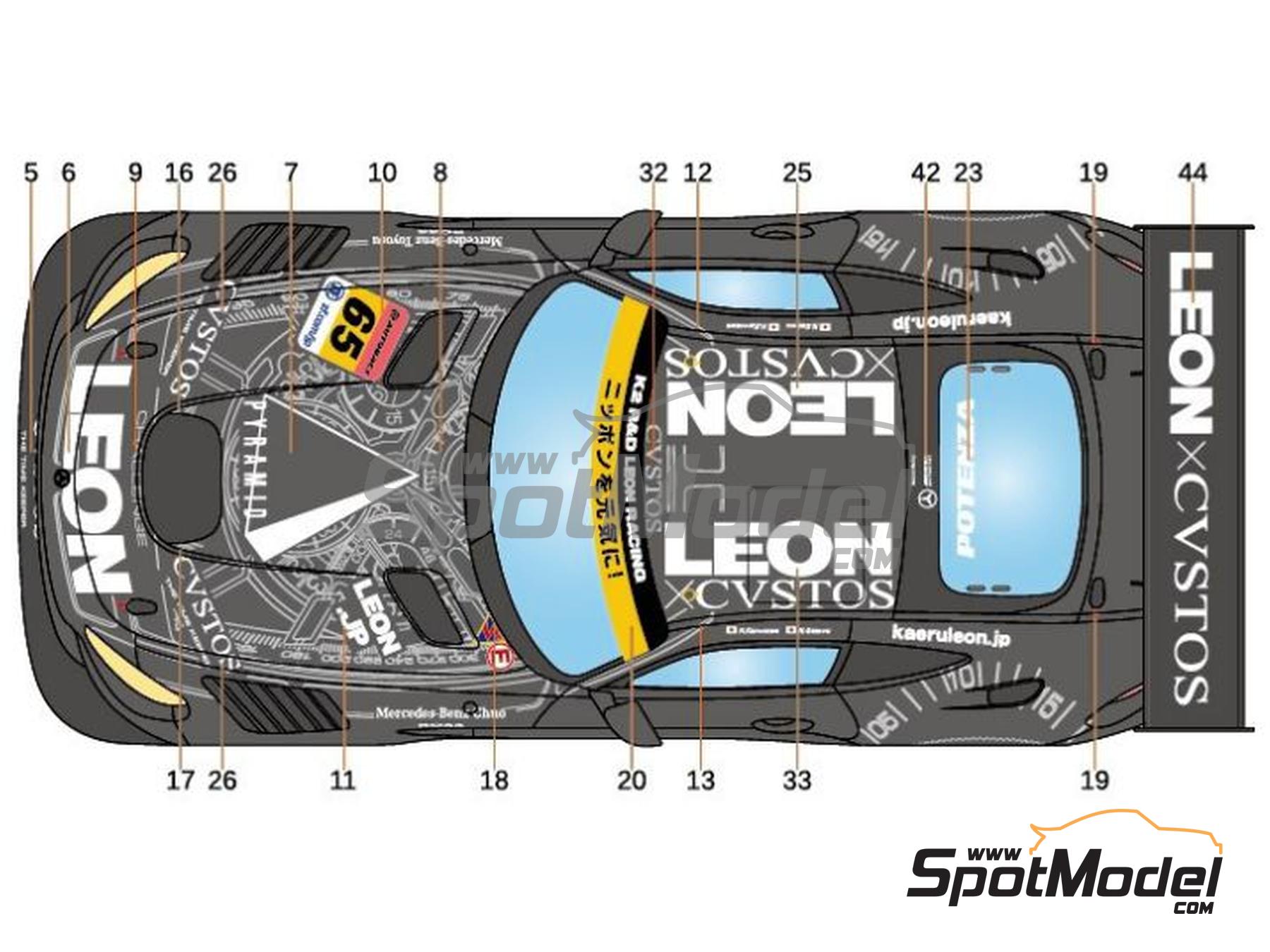 Image 3: Mercedes Benz AMG GT3 K2 R&D Leon Racing Team sponsored by Leon Cystos - Autobacs Super GT Series 2018 | Marking / livery in 1/24 scale manufactured by LB Production (ref. LB-24102, also LB24102)
