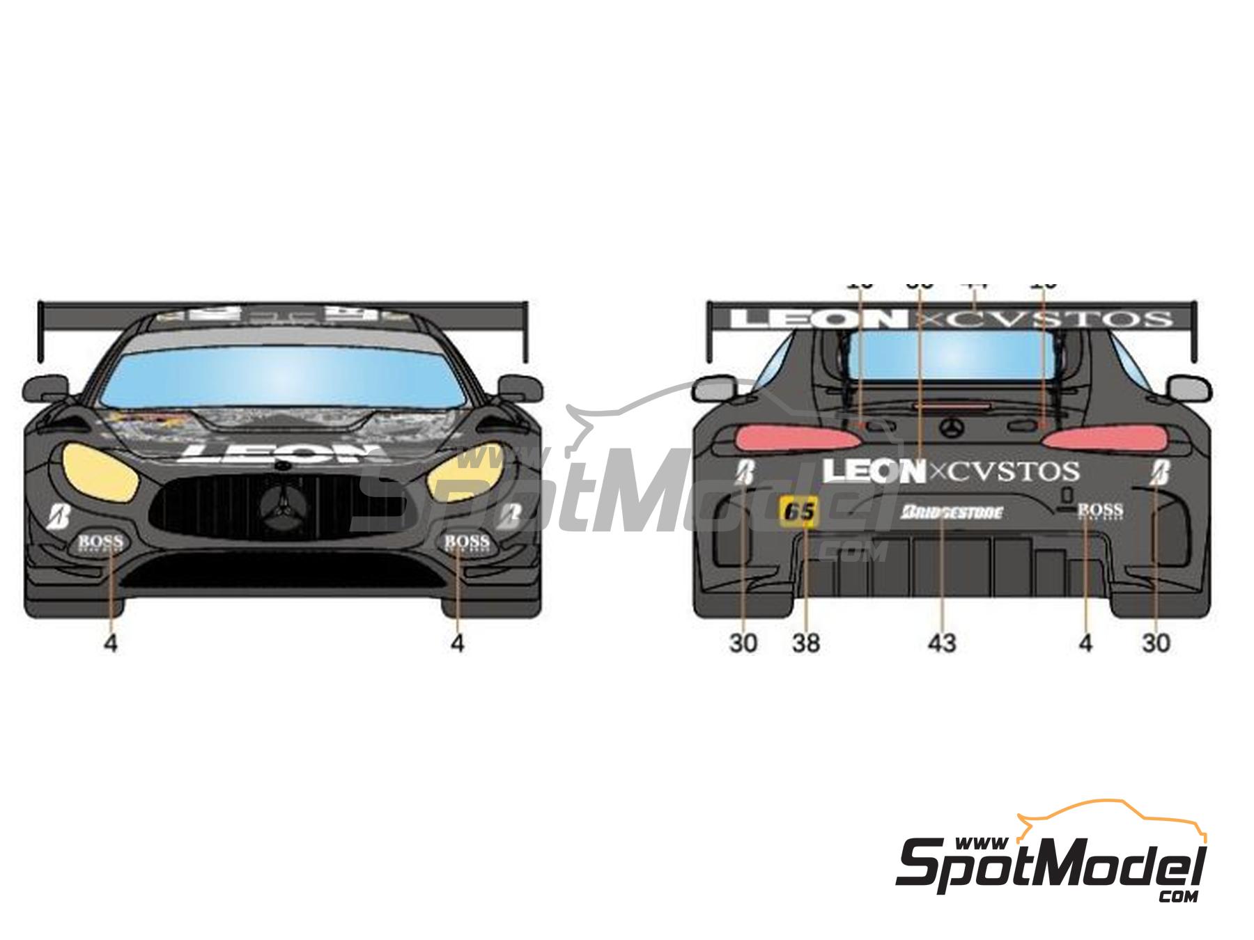 Image 4: Mercedes Benz AMG GT3 K2 R&D Leon Racing Team sponsored by Leon Cystos - Autobacs Super GT Series 2018 | Marking / livery in 1/24 scale manufactured by LB Production (ref. LB-24102, also LB24102)