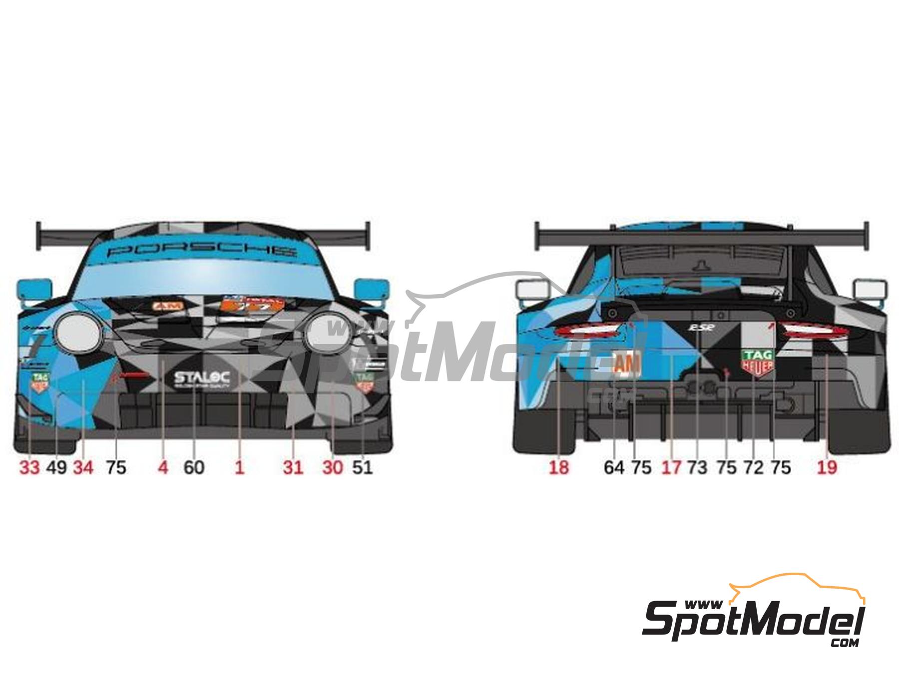 Image 5: Porsche 911 RSR GT3 Dempsey Proton Racing Team sponsored by Tag Heuer - 24 Hours Le Mans 2018 | Marking / livery in 1/24 scale manufactured by LB Production (ref. LB-24106, also LB24106)