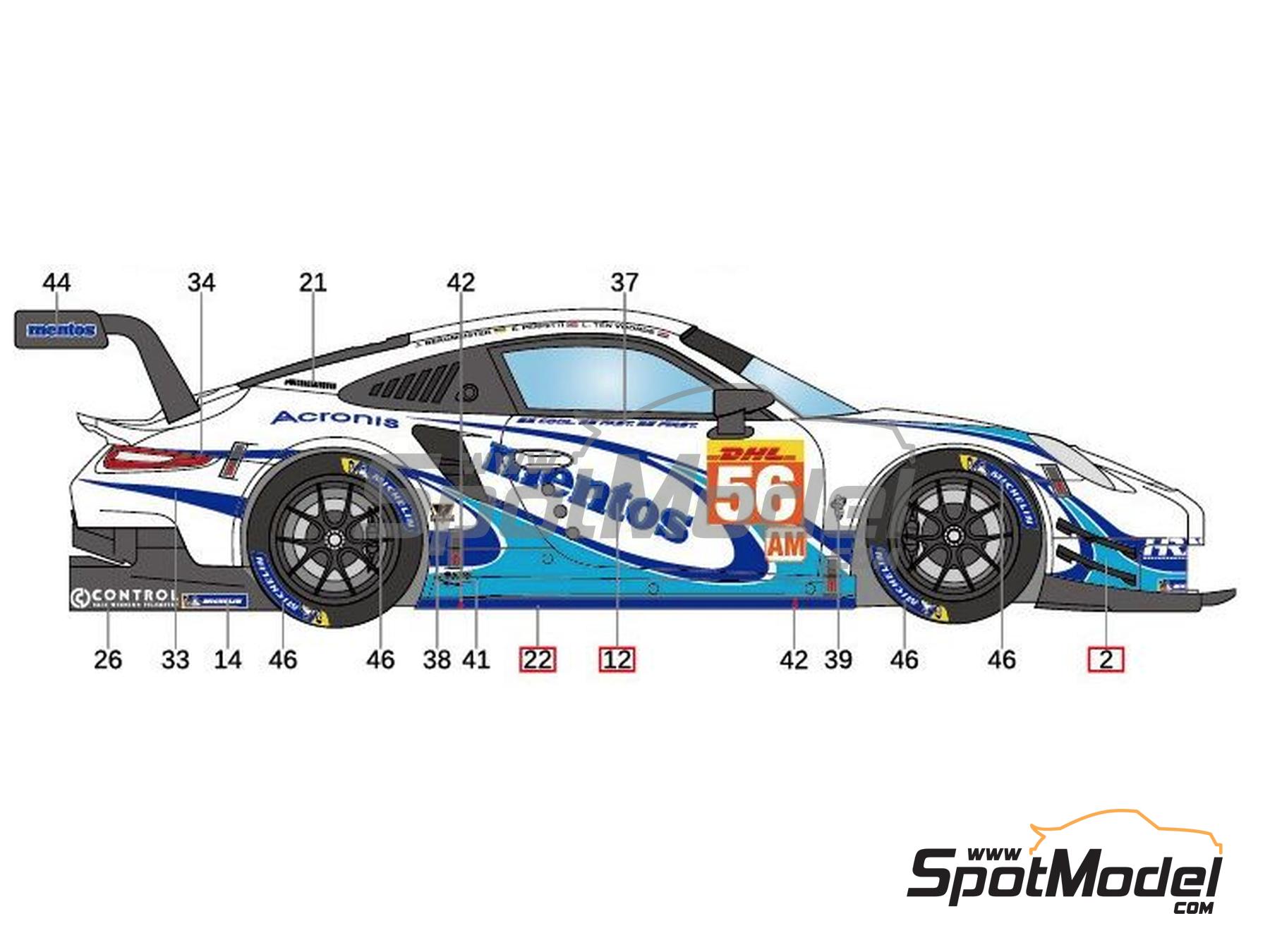 Image 2: Porsche 911 RSR GT3 Project 1 Team sponsored by Mentos - FIA WEC Bahrain 8 Hours 2020 | Marking / livery in 1/24 scale manufactured by LB Production (ref. LB-24107, also LB24107)
