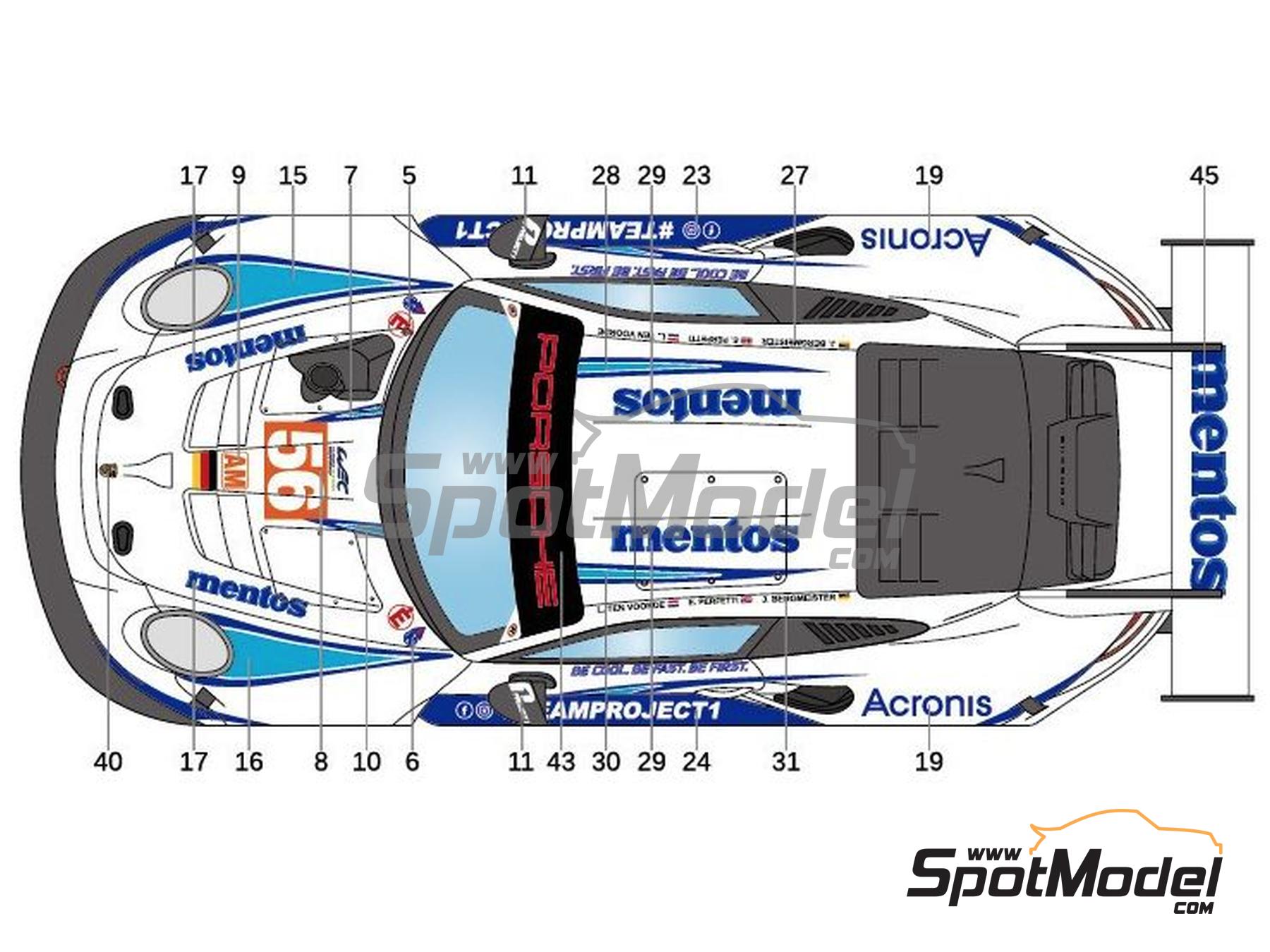 Image 3: Porsche 911 RSR GT3 Project 1 Team sponsored by Mentos - FIA WEC Bahrain 8 Hours 2020 | Marking / livery in 1/24 scale manufactured by LB Production (ref. LB-24107, also LB24107)