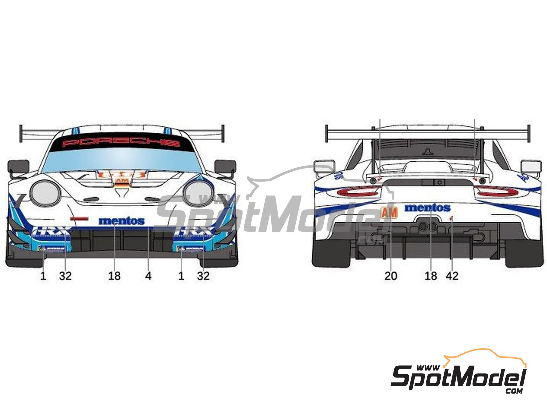 Image 4: Porsche 911 RSR GT3 Project 1 Team sponsored by Mentos - FIA WEC Bahrain 8 Hours 2020 | Marking / livery in 1/24 scale manufactured by LB Production (ref. LB-24107, also LB24107)