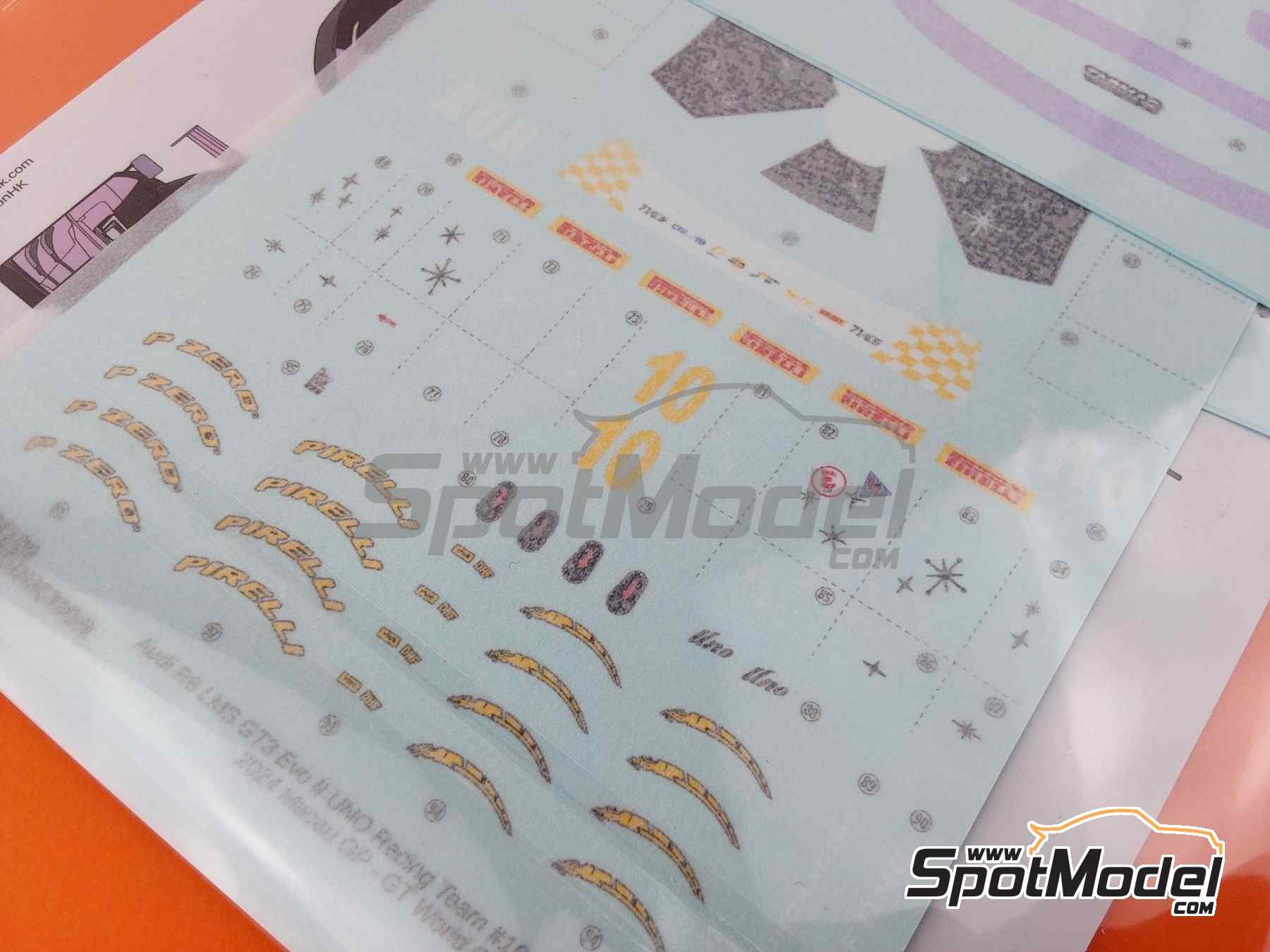 Image 7: Audi R8 LMS GT3 Evo II UNO Racing Team sponsored by Tarmac Works - Macau FIA GT World Cup Championship 2024 | Marking / livery in 1/24 scale manufactured by LB Production (ref.&nbsp;LB-24109, also LB24109)
