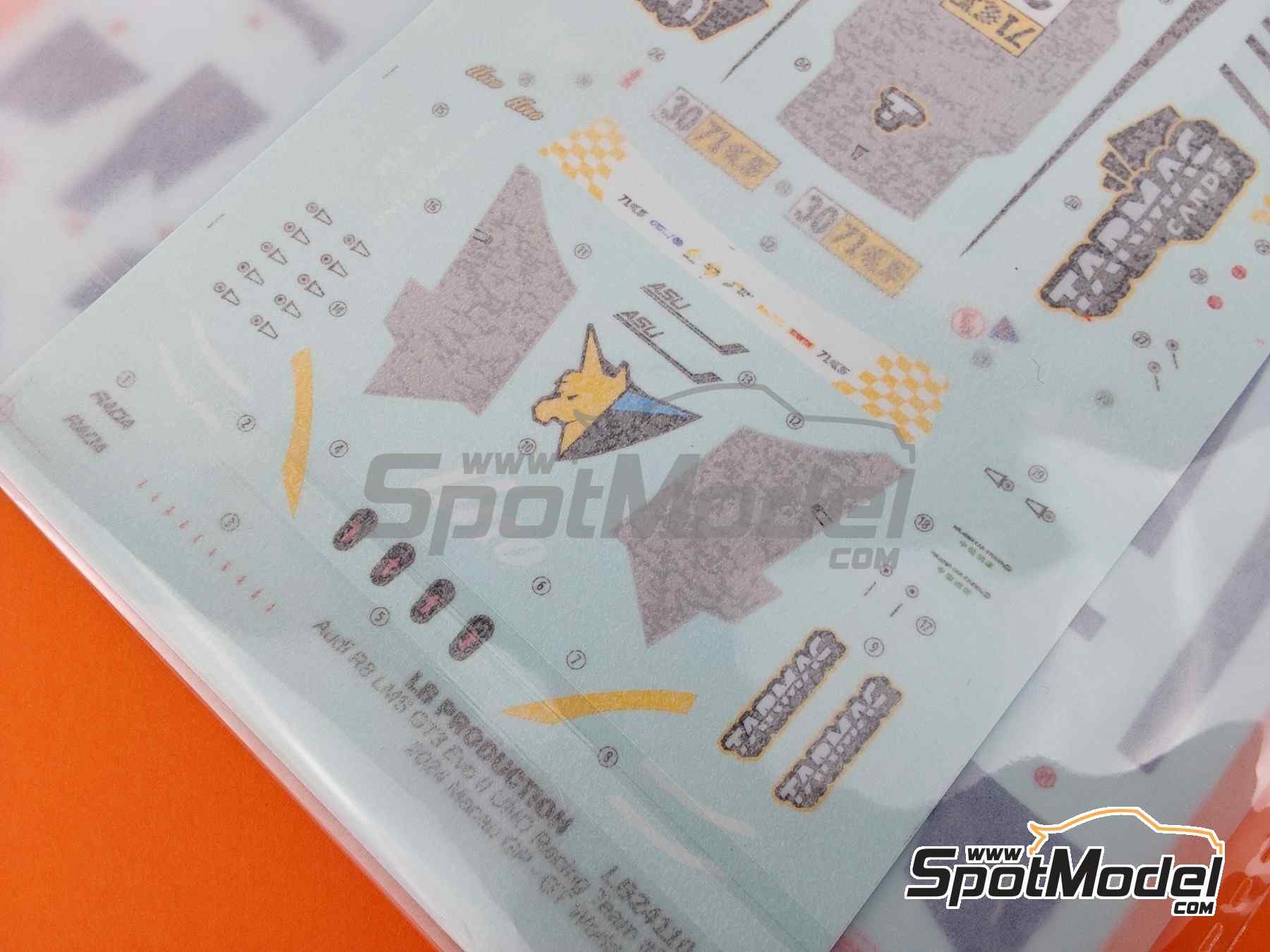 Image 8: Audi R8 LMS GT3 Evo II UNO Racing Team sponsored by Tarmac Works - Macau FIA GT World Cup Championship 2024 | Marking / livery in 1/24 scale manufactured by LB Production (ref.&nbsp;LB-24110, also LB24110)