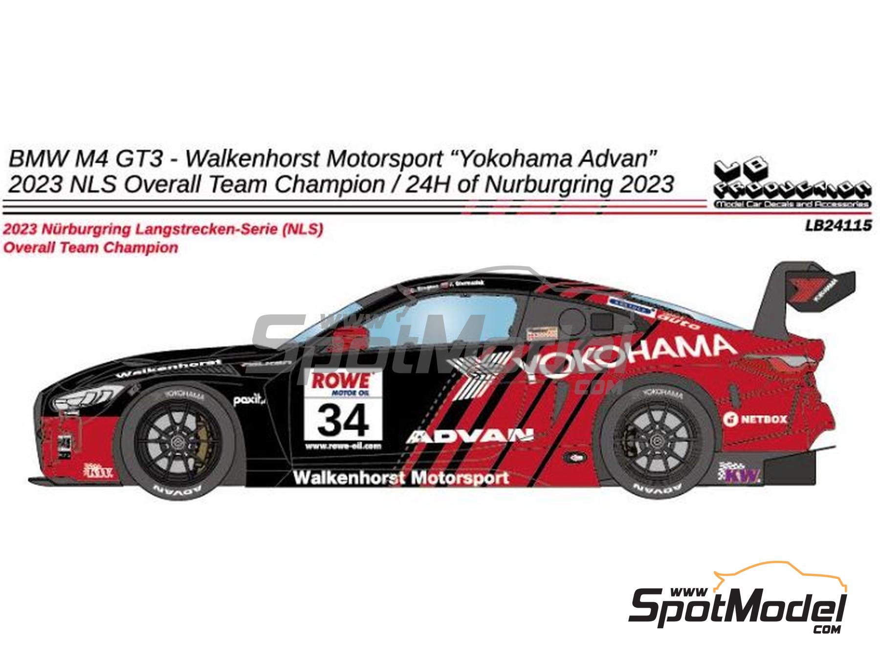 Image 1: BMW M4 GT3 Walkenhorst Motorsport Team sponsored by Yokohama Advan - 24 Hours N&uuml;rburgring, NLS N&uuml;rburgring Endurance Series 2023 | Marking / livery in 1/24 scale manufactured by LB Production (ref.&nbsp;LB-24115, also LB24115)
