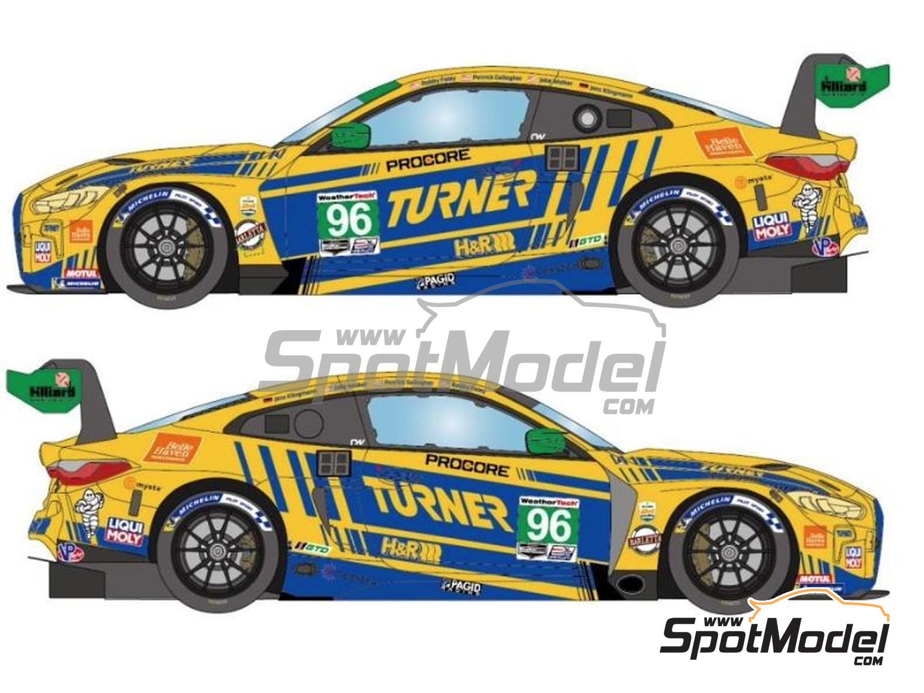 Image 2: BMW M4 GT3 Equipo Turner Motorsport patrocinado por H&R - 24 Horas de Daytona, Campeonato IMSA WeatherTech SportsCar 2024 | Decoraci&oacute;n en escala&nbsp;1/24 fabricado por LB Production (ref.&nbsp;LB-24120, tambien LB24120)