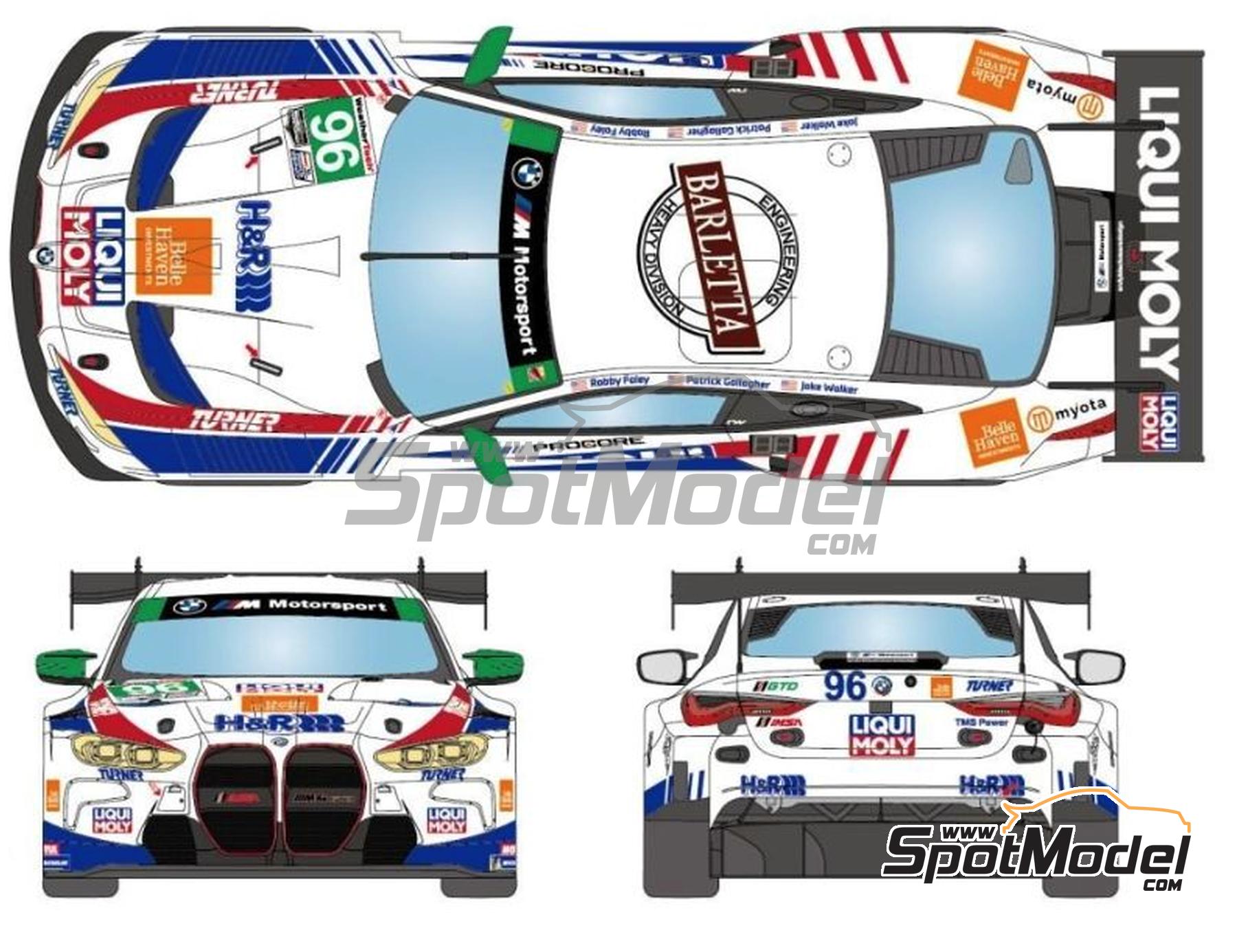 Image 3: BMW M4 GT3 Equipo Turner Motorsport patrocinado por Liqui Molly - Campeonato IMSA WeatherTech SportsCar 2024 | Decoraci&oacute;n en escala&nbsp;1/24 fabricado por LB Production (ref.&nbsp;LB-24121, tambien LB24121)