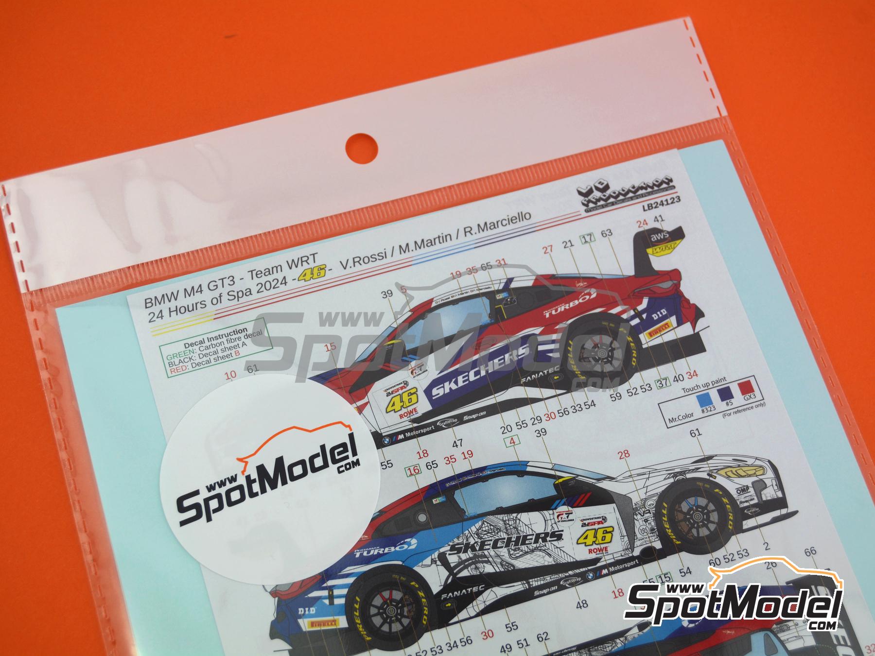 Image 2: BMW M4 GT3 WRT Team sponsored by Skechers, Pertamax Turbo - CrowdStrike 24 Hours of Spa 2024 | Marking / livery in 1/24 scale manufactured by LB Production (ref.&nbsp;LB-24123, also LB24123)
