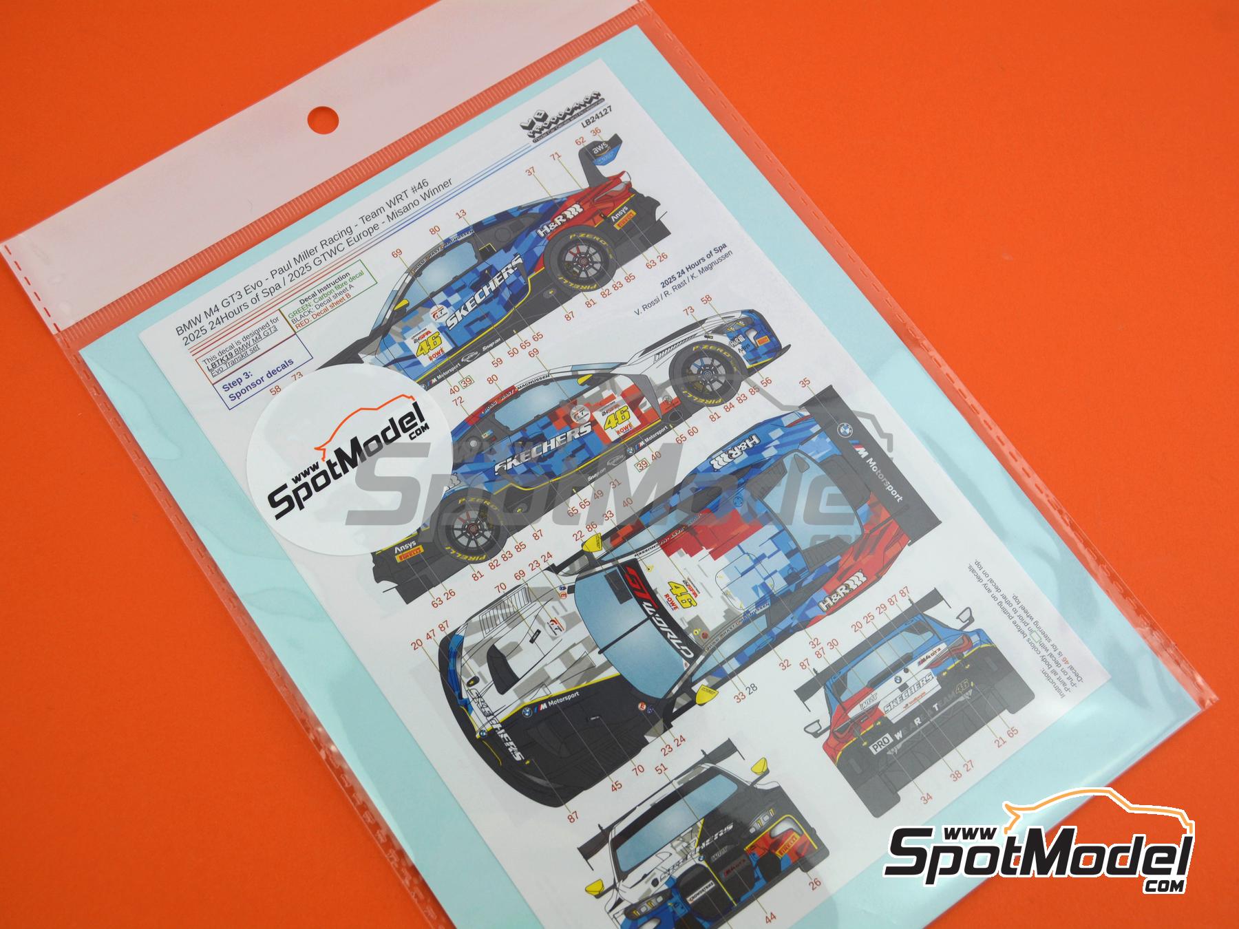 Image 7: BMW M4 GT3 Evo WRT Team sponsored by Skechers, H&R - GT World Challenge Europe , CrowdStrike 24 Hours of Spa 2025 | Marking / livery in 1/24 scale manufactured by LB Production (ref.&nbsp;LB-24127, also LB24127)