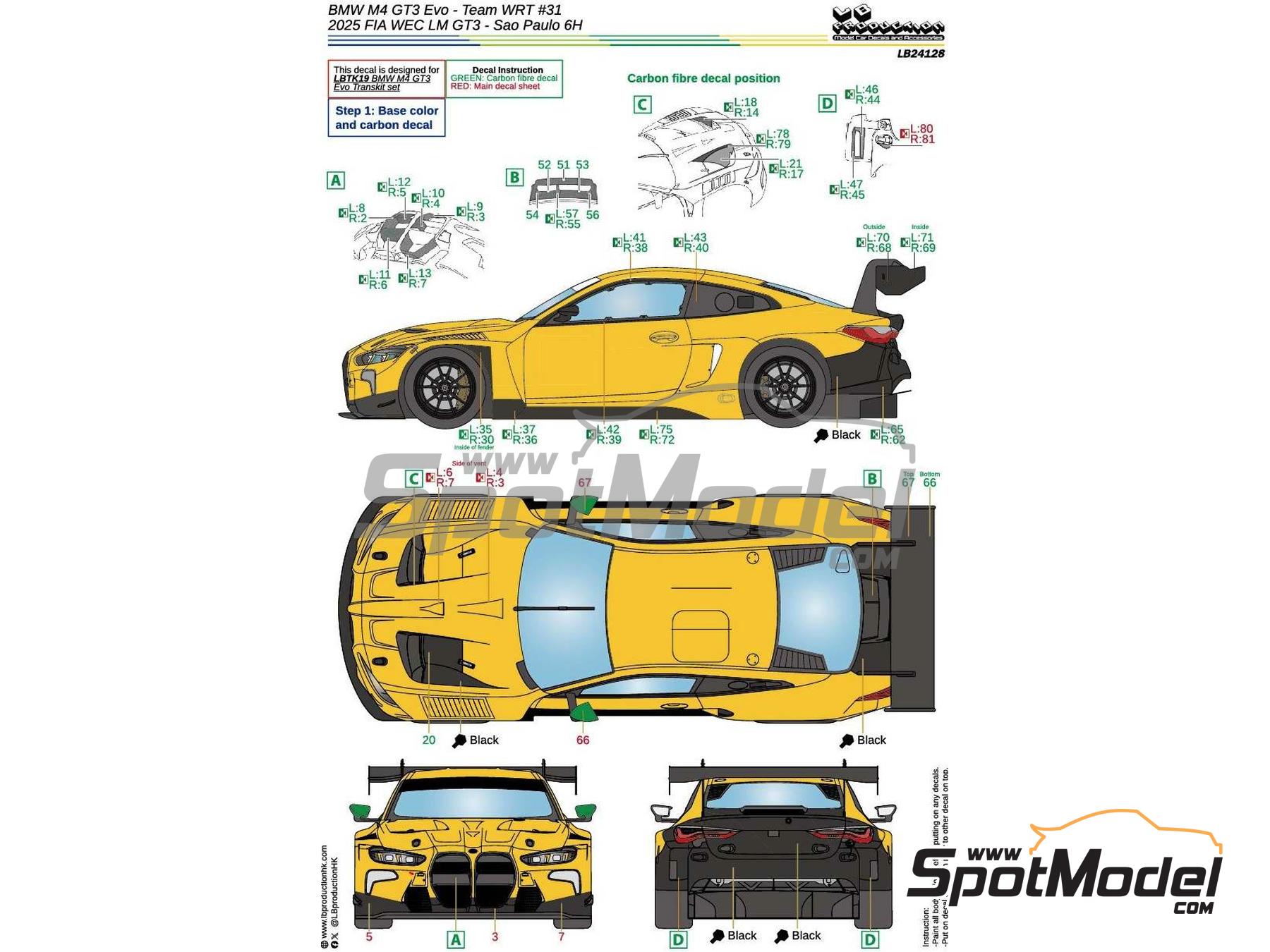 Image 1: BMW M4 GT3 Evo Equipo The Bend WRT - FIA WEC 6 Horas de Sao Paulo 2025 | Decoraci&oacute;n en escala&nbsp;1/24 fabricado por LB Production (ref.&nbsp;LB-24128, tambien LB24128)